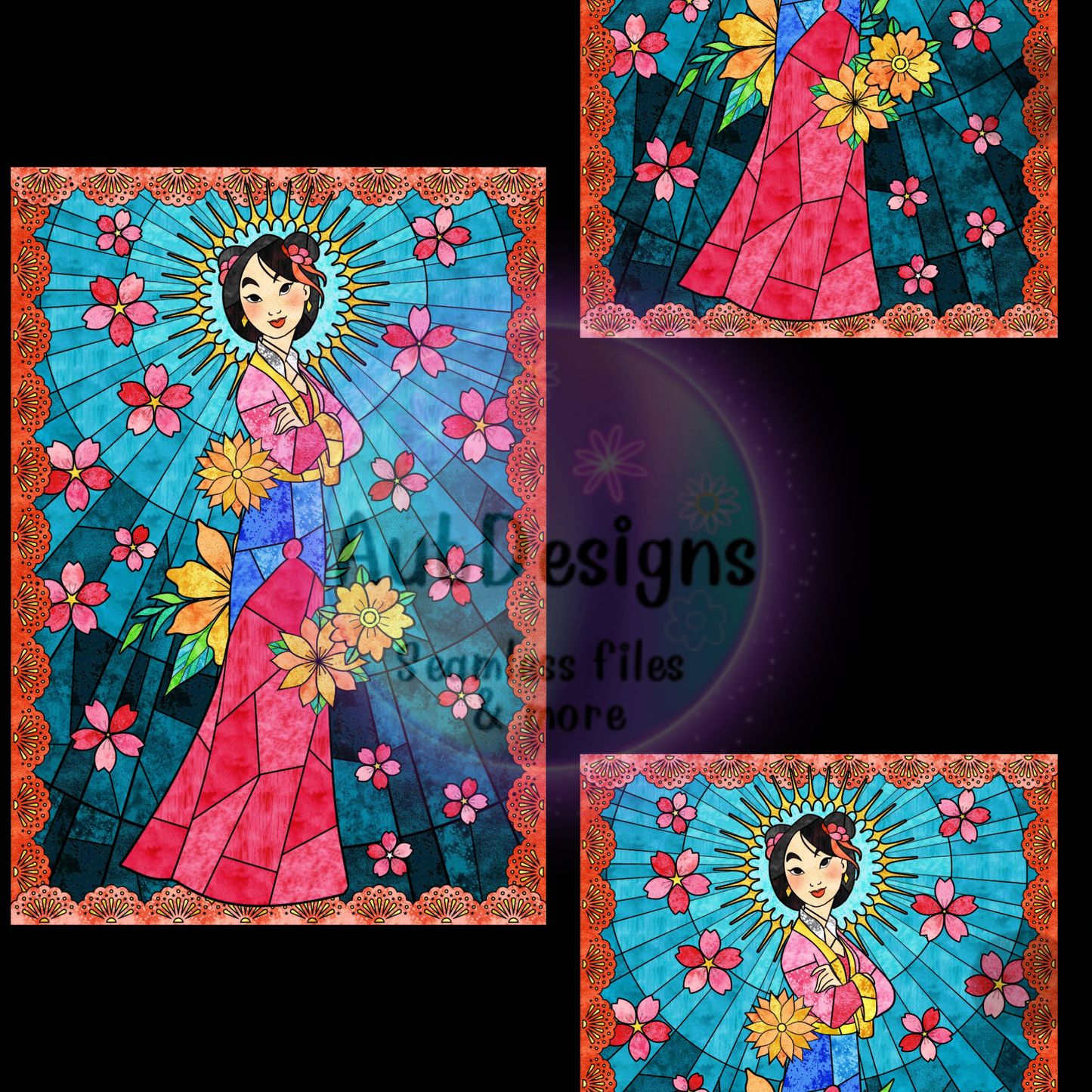 Mulan Princess Stained Glass Seamless File