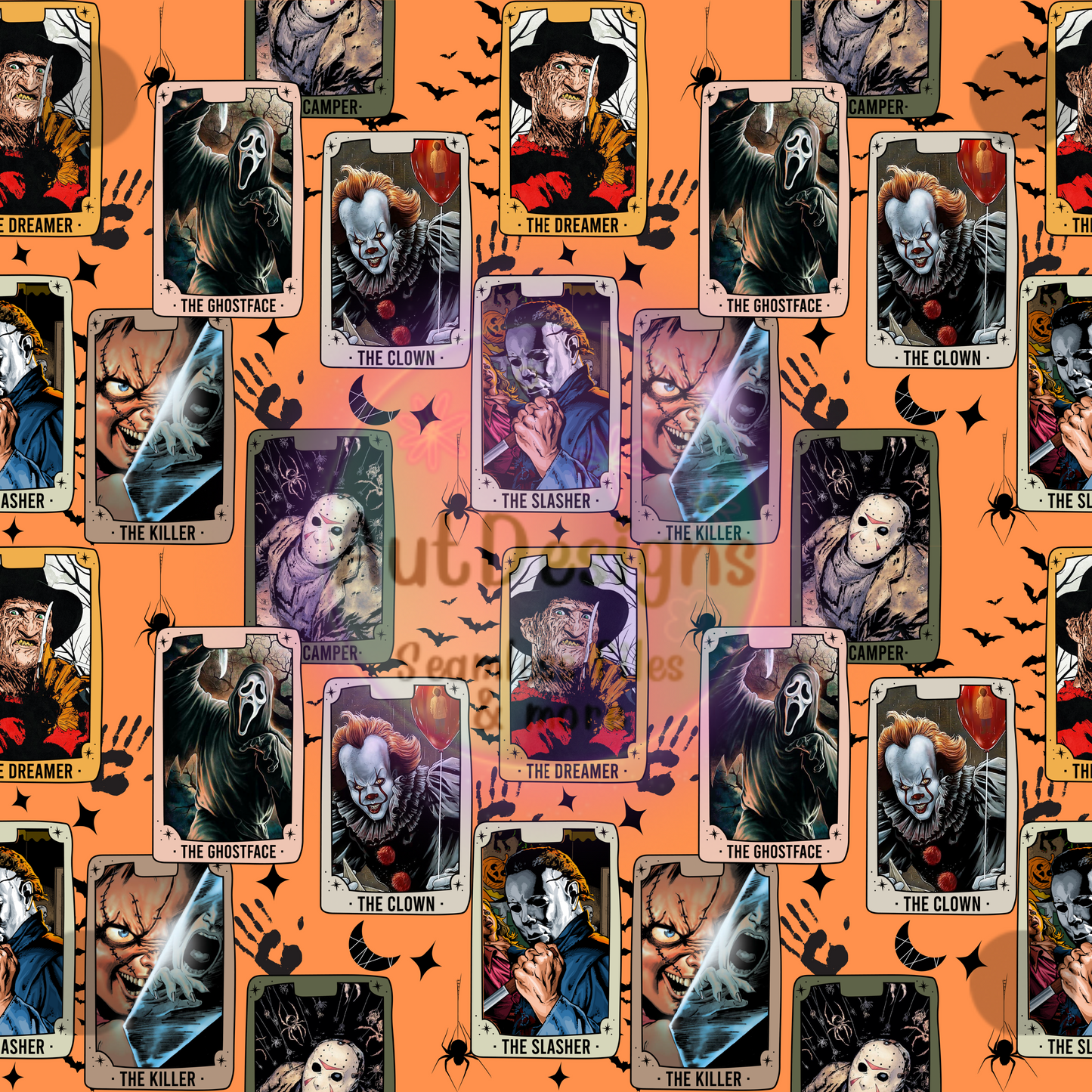 Horror Cards Seamless File Option 2 Multiple Color Options