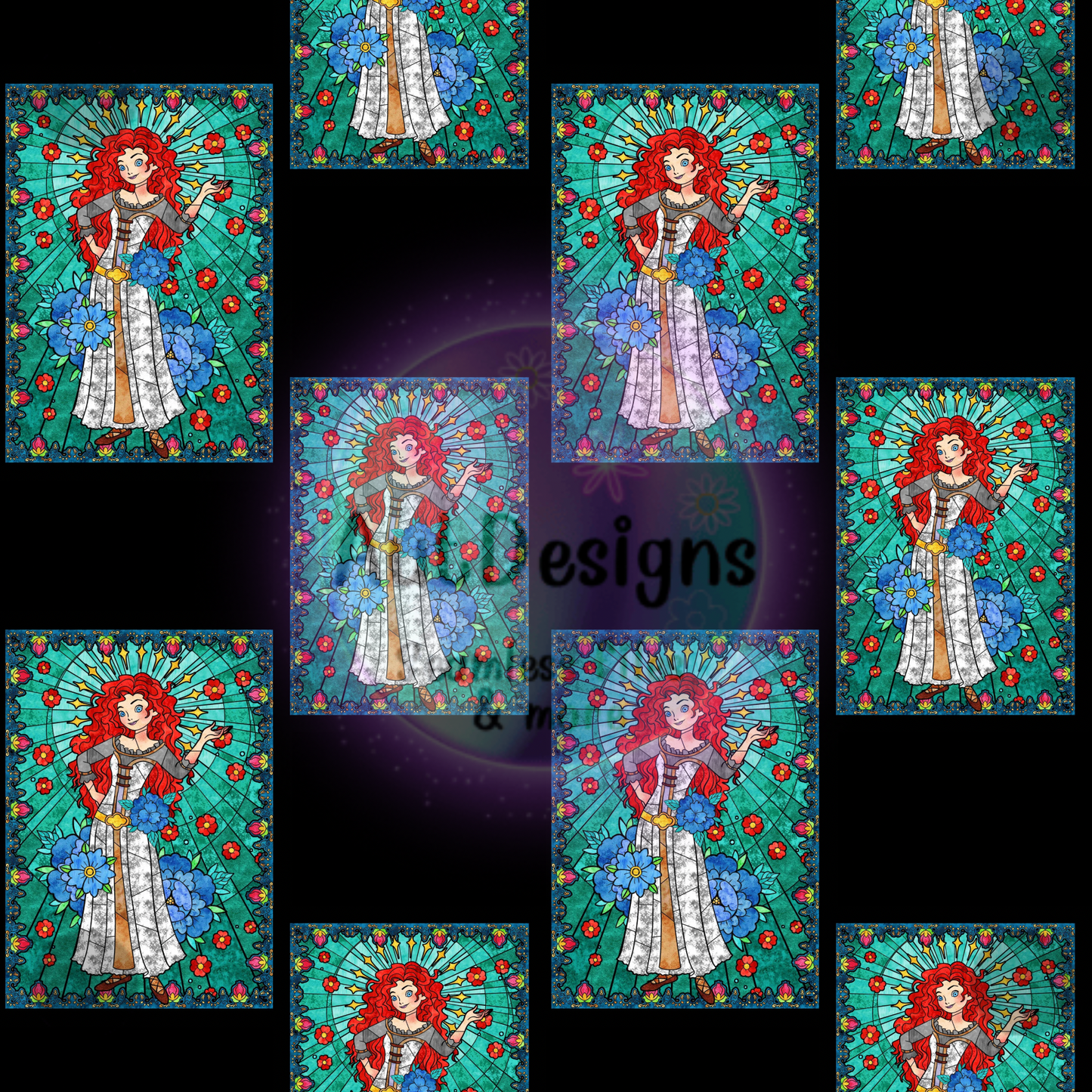 Merida Princess Stained Glass Seamless File