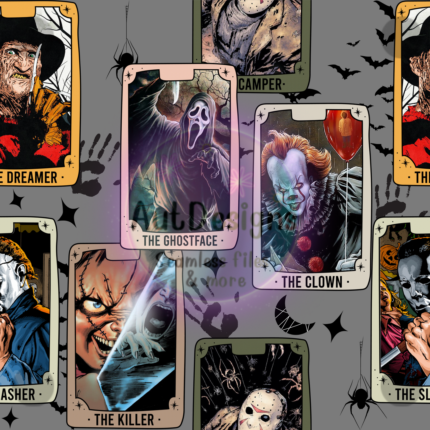 Horror Cards Seamless File Option 2 Multiple Color Options