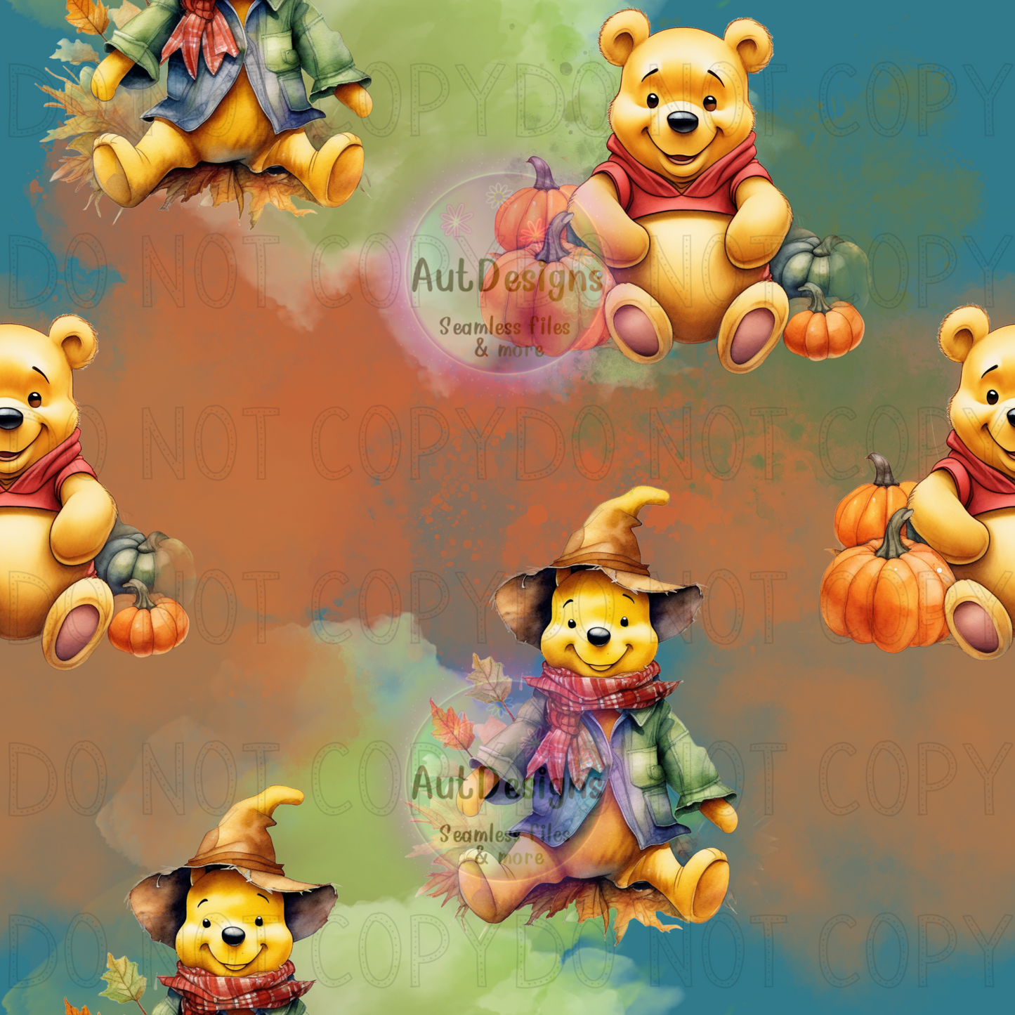 Cute Fall Bear Seamless File