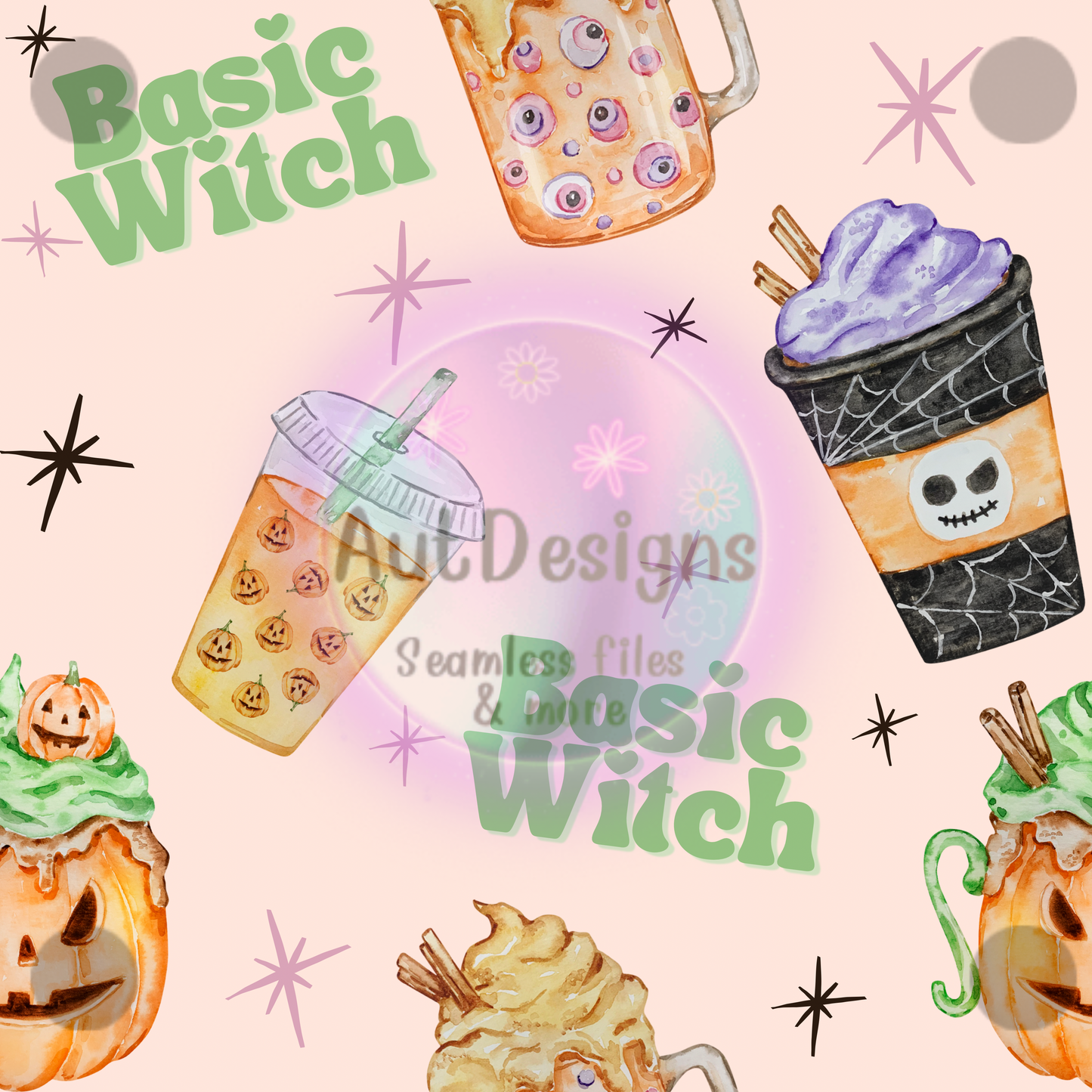 Basic Witch Seamless File with PNG & Wrap Bundle option