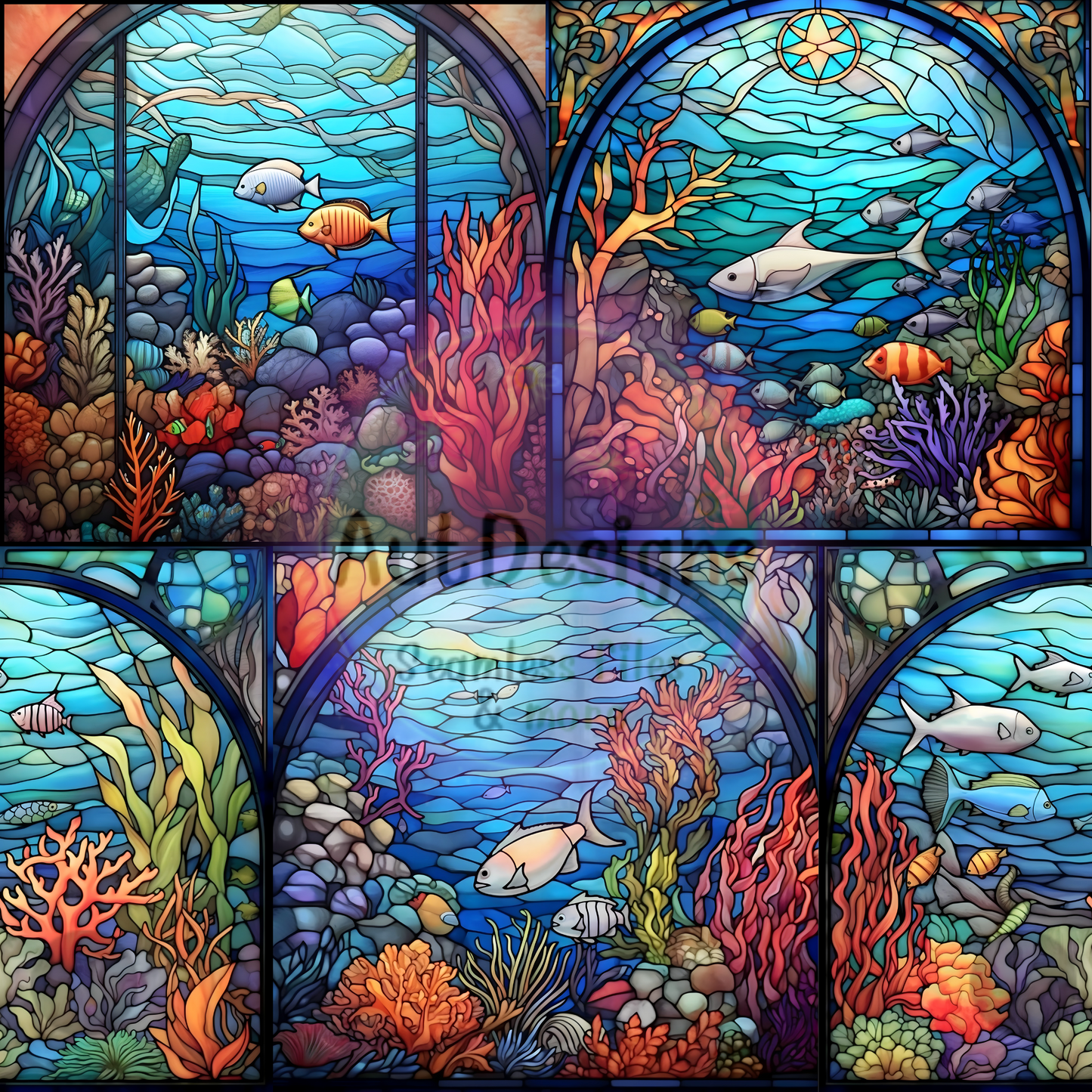 Ocean Stained Glass Seamless File