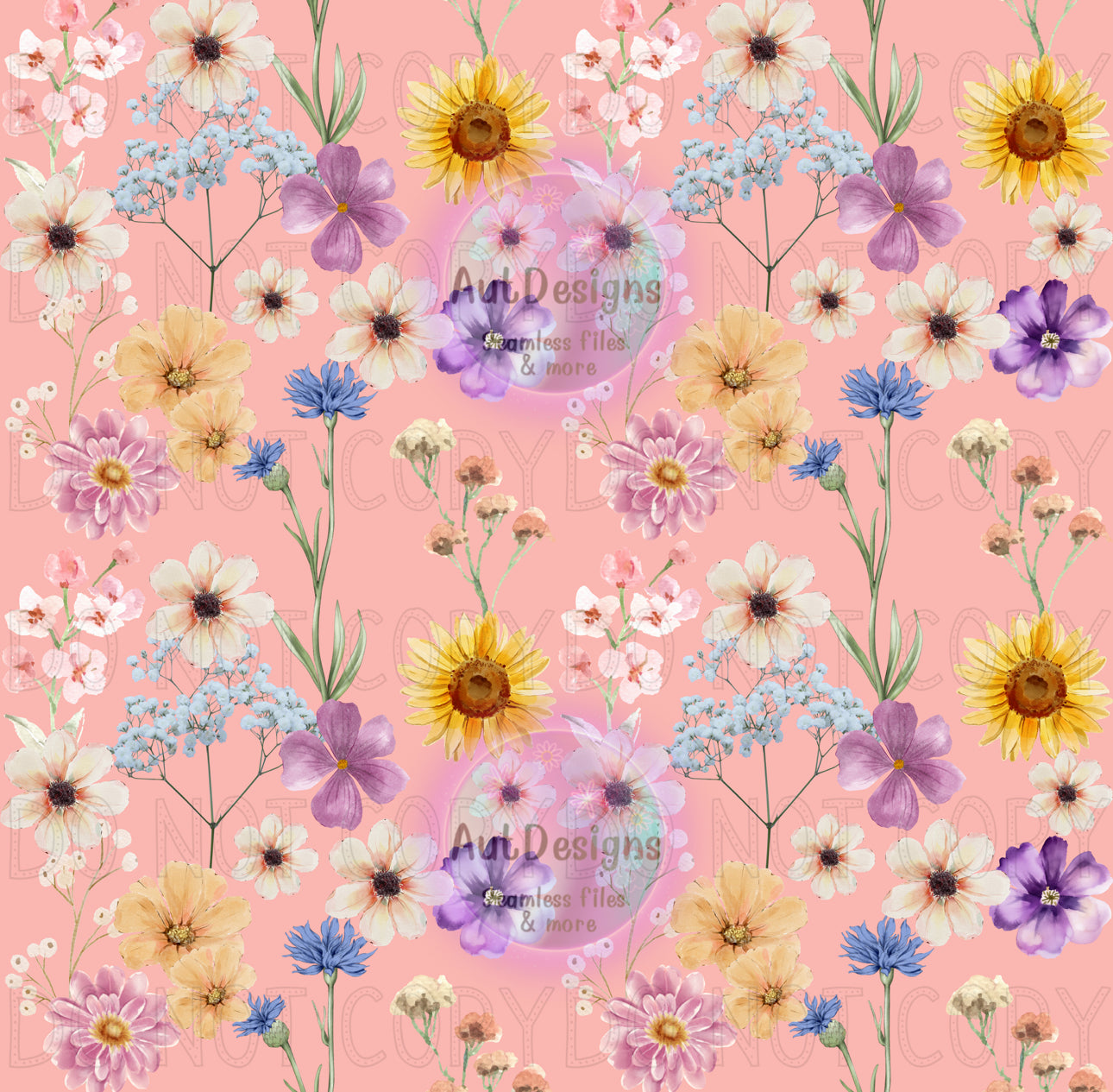 Watercolor Cute Floral Seamless File