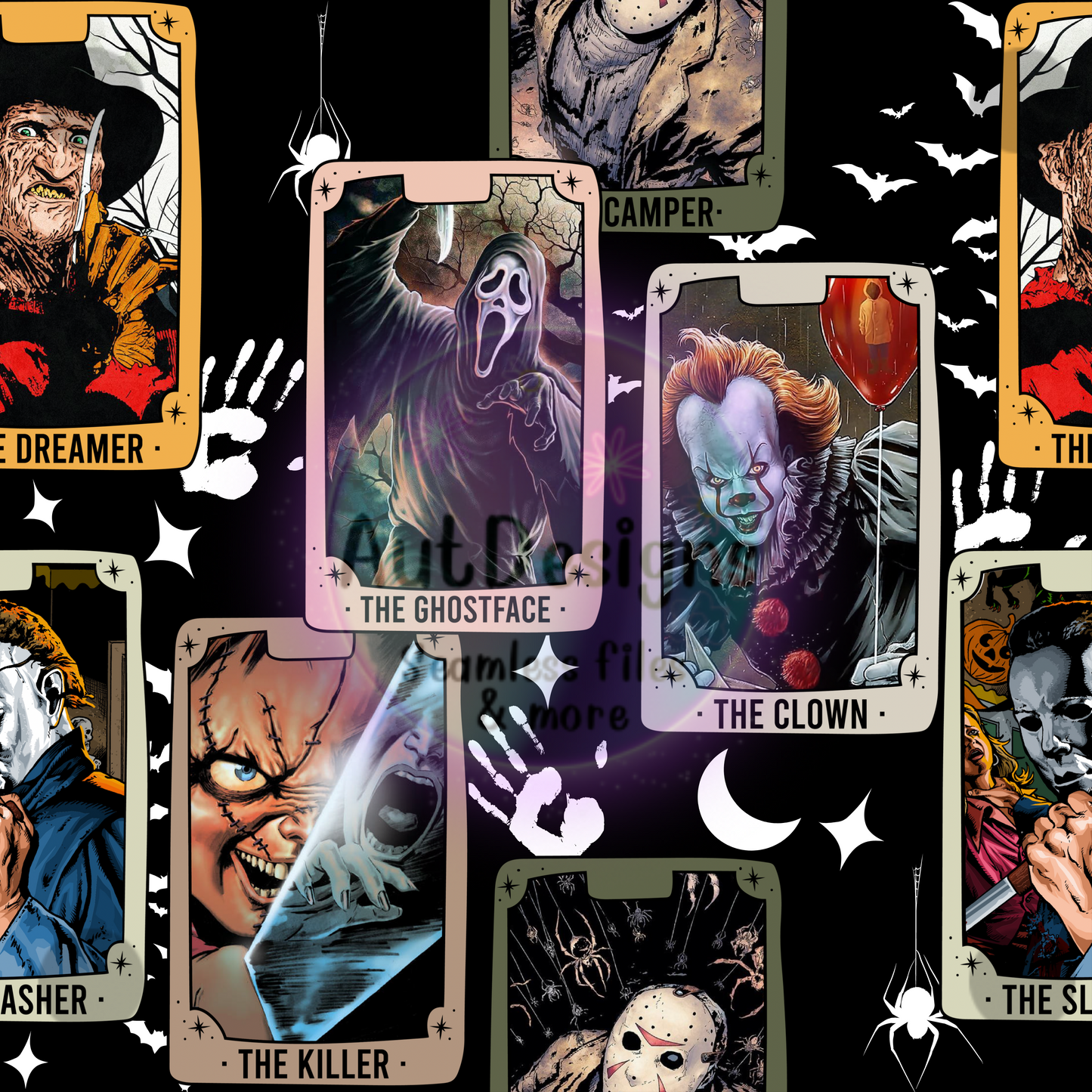 Horror Cards Seamless File Option 2 Multiple Color Options