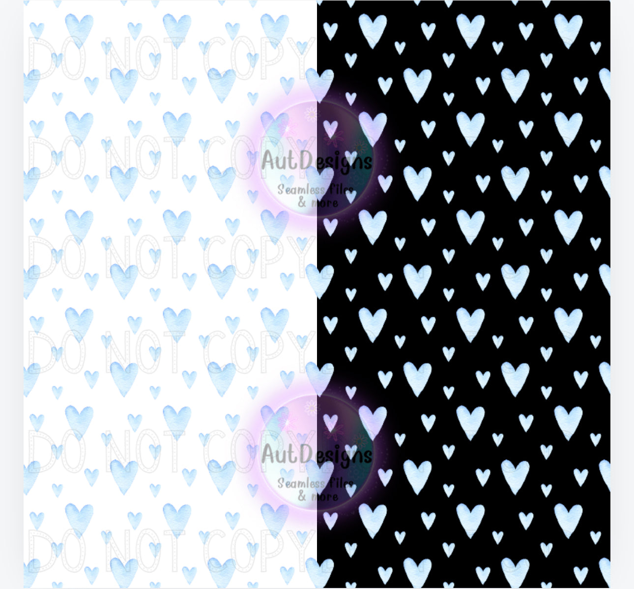 Cute watercolor hearts seamless file 2 colors