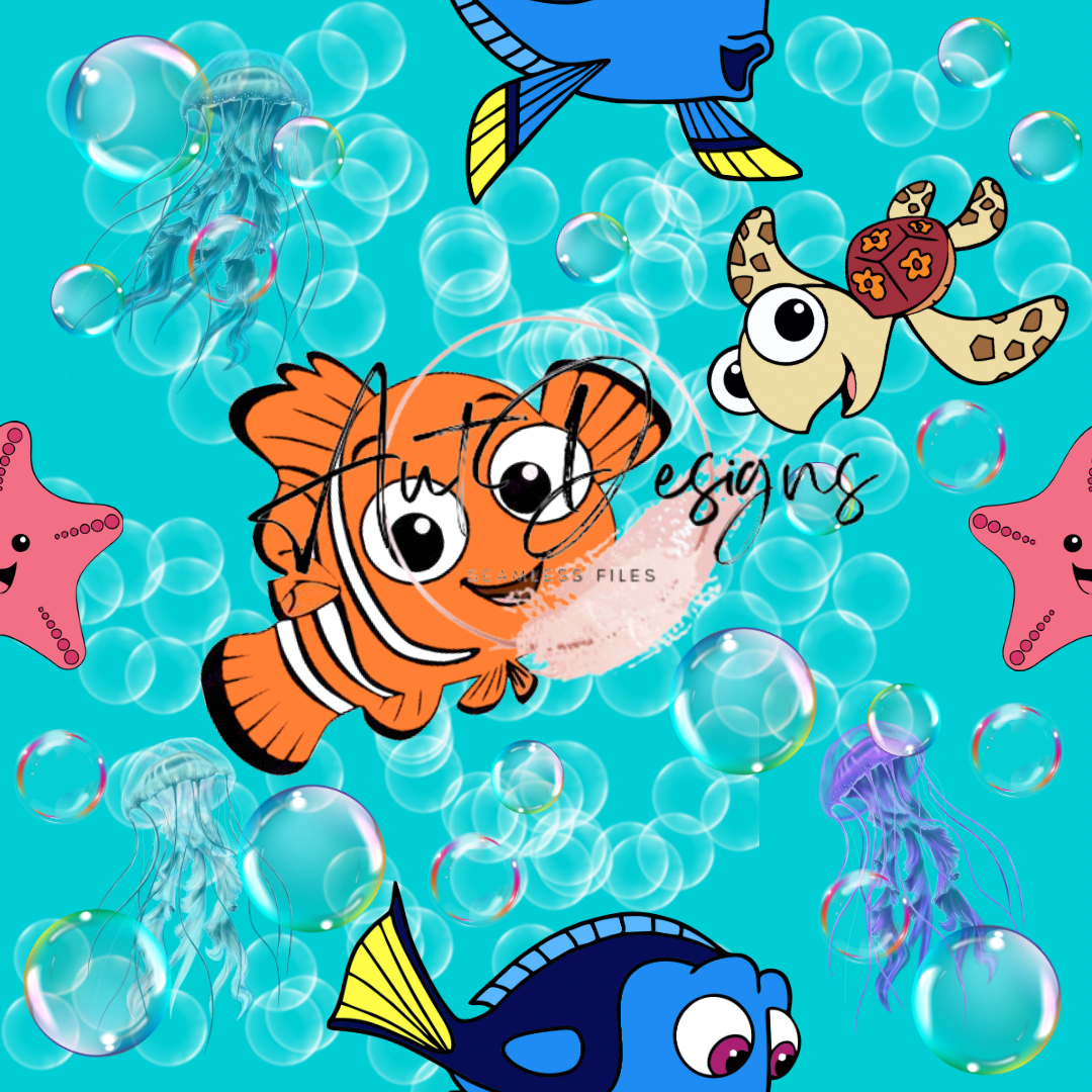 Orange Fish & Blue Fish Seamless File