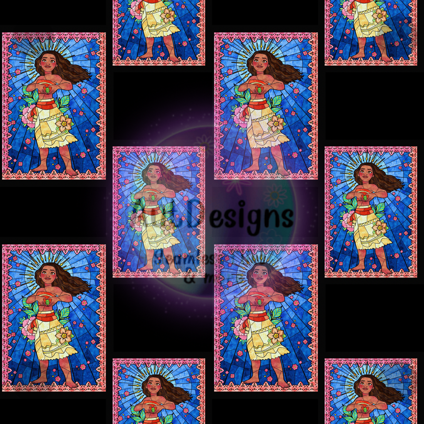 Ocean Princess Stained Glass Seamless File