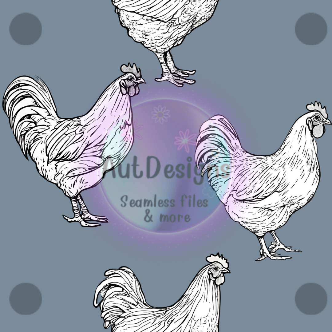 White & Gray Chickens Seamless File