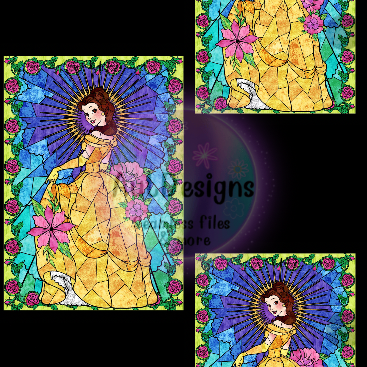 Be lle Princess Stained Glass Seamless File