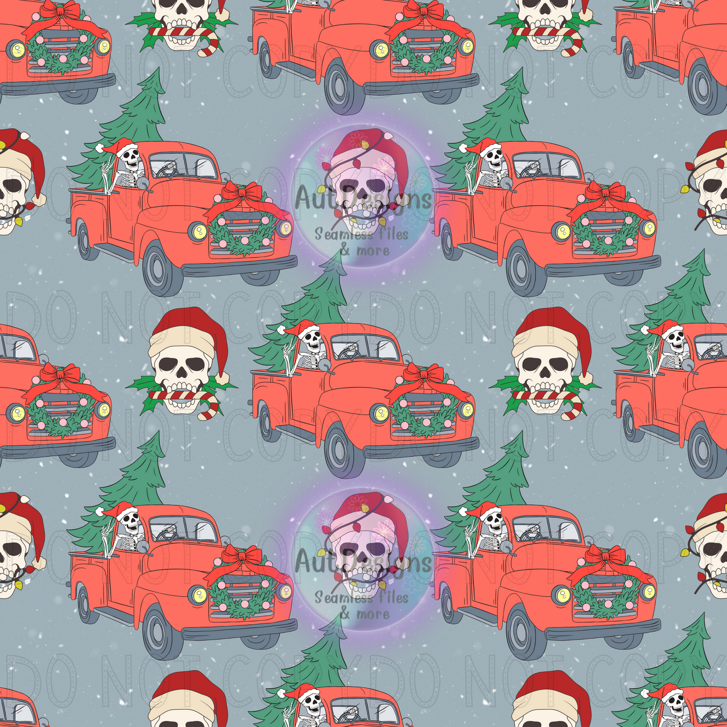 Christmas Skellies Trucks Seamless File