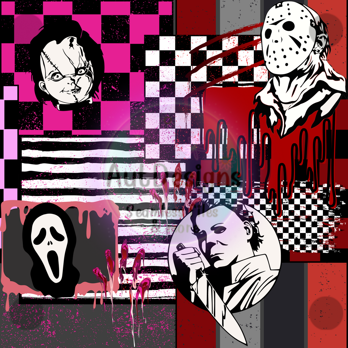 Horror Patchwork Seamless File 2 color options