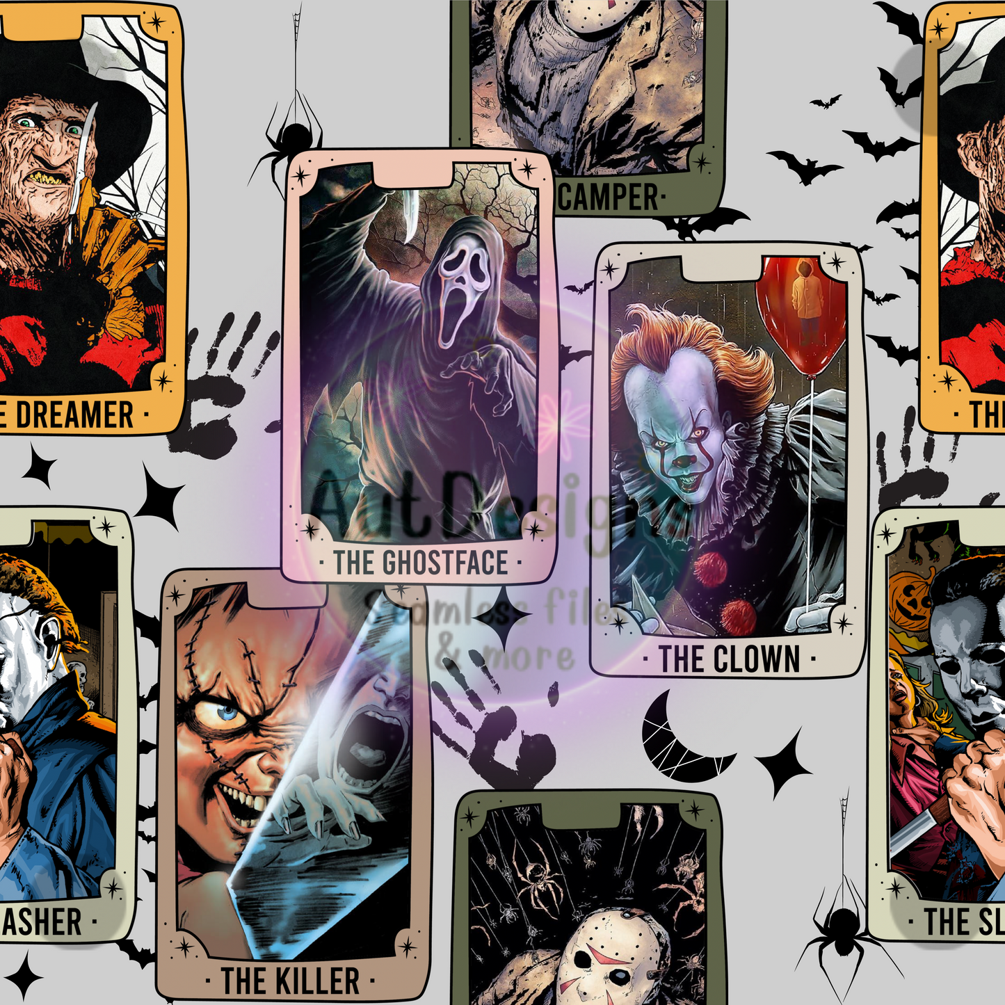 Horror Cards Seamless File Option 2 Multiple Color Options