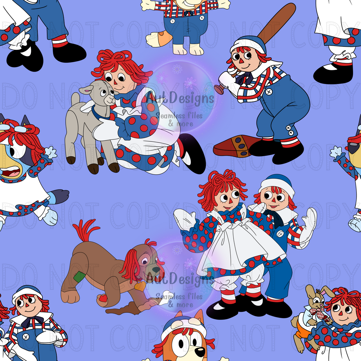 Raggedy Ann Blue Dog Seamless File