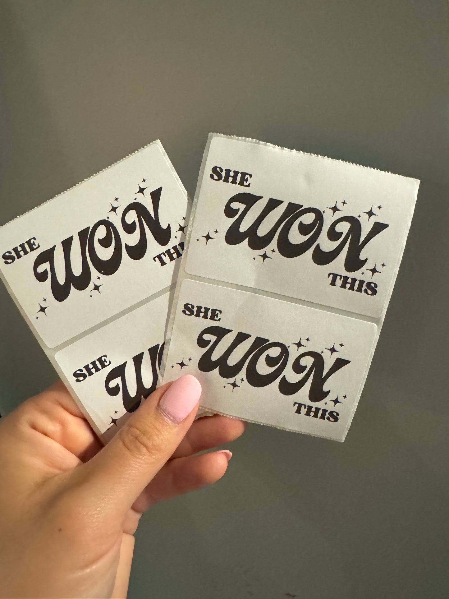 15 - She won this thermal stickers 3x2 inch