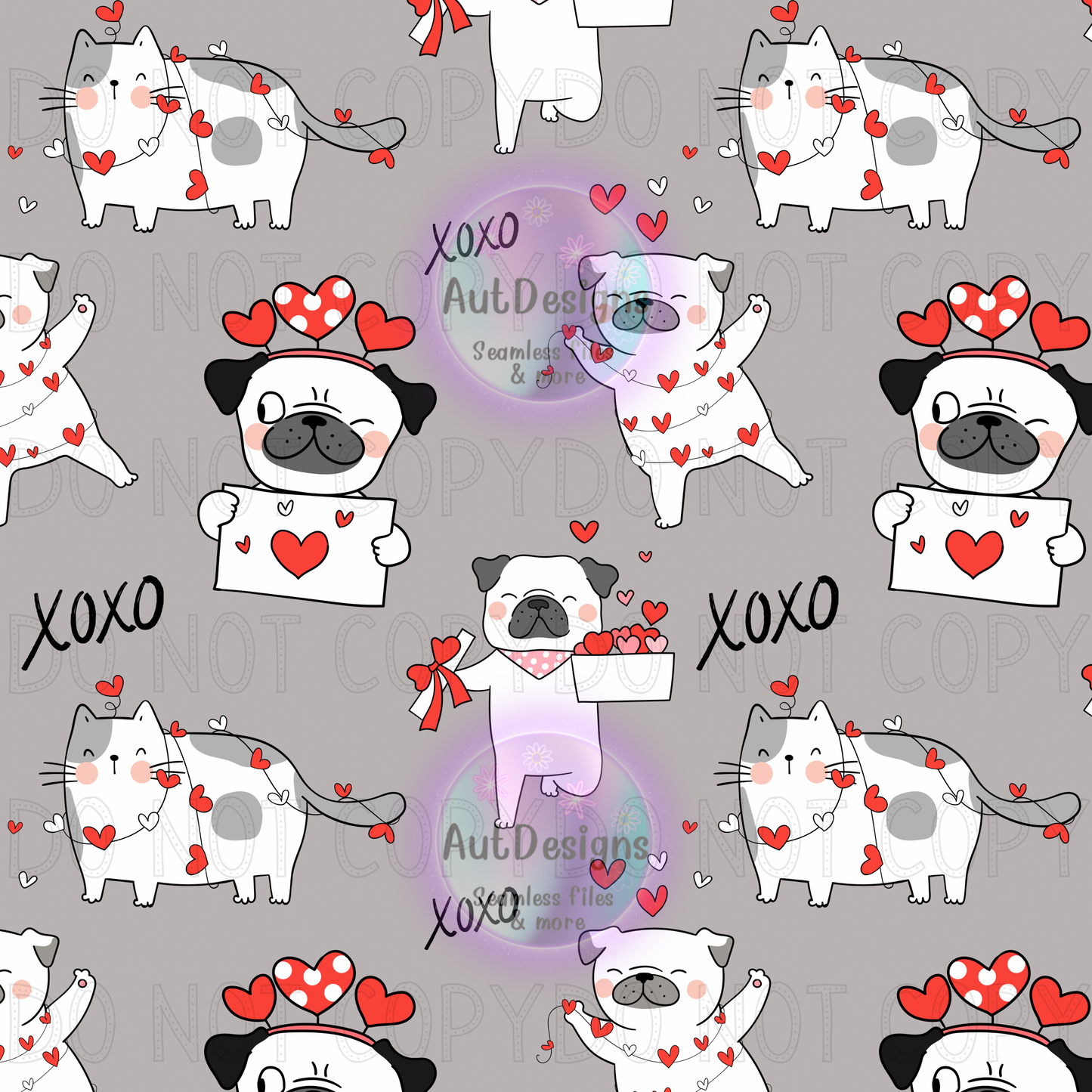 Valentines Dogs & Cats Seamless File