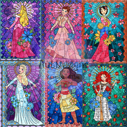 Pretty Princesses Stained Glass Seamless File