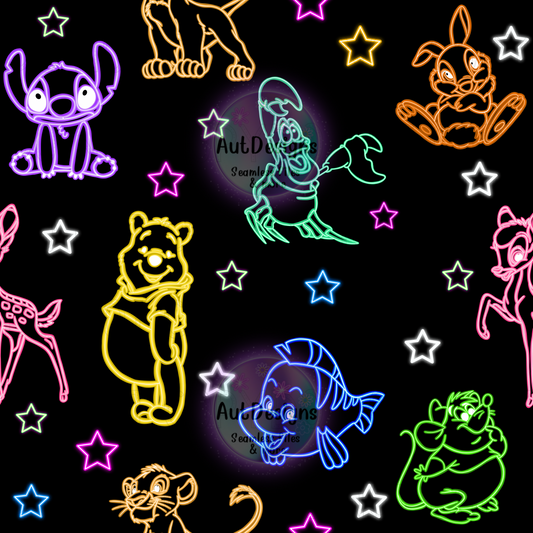 Neon D!sney Animals Seamless File