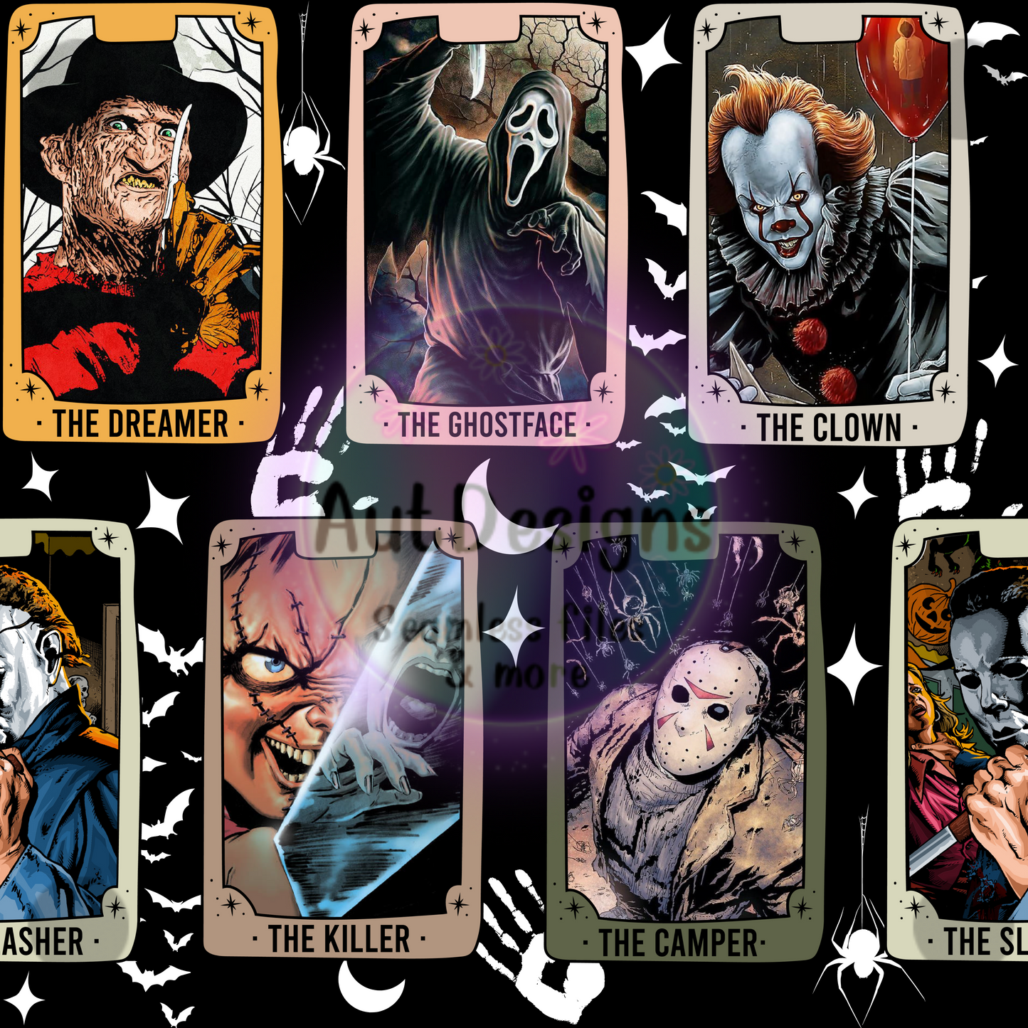 Horror Cards Seamless File Option 1 Multiple Colors