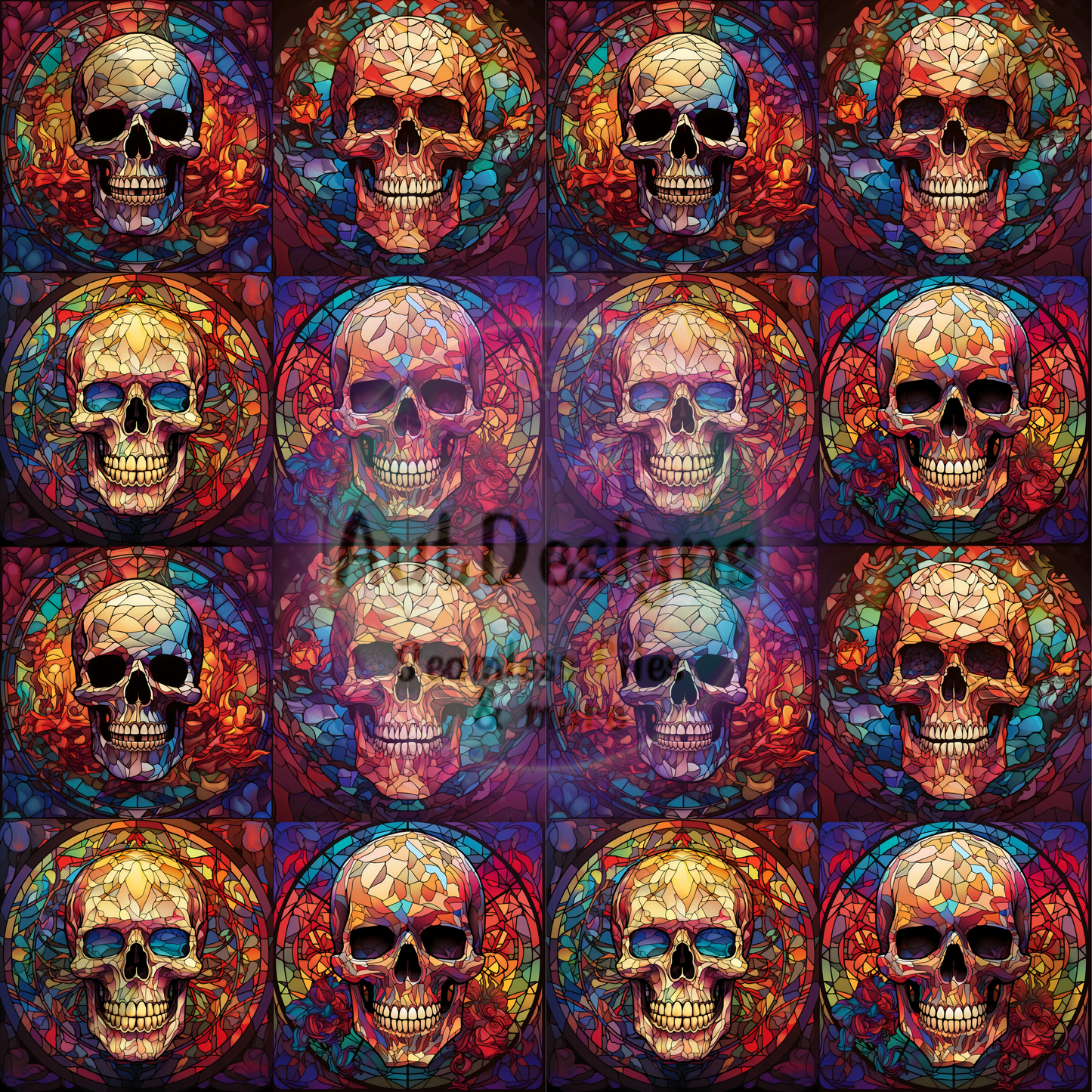 Skull Stained Glass Seamless File