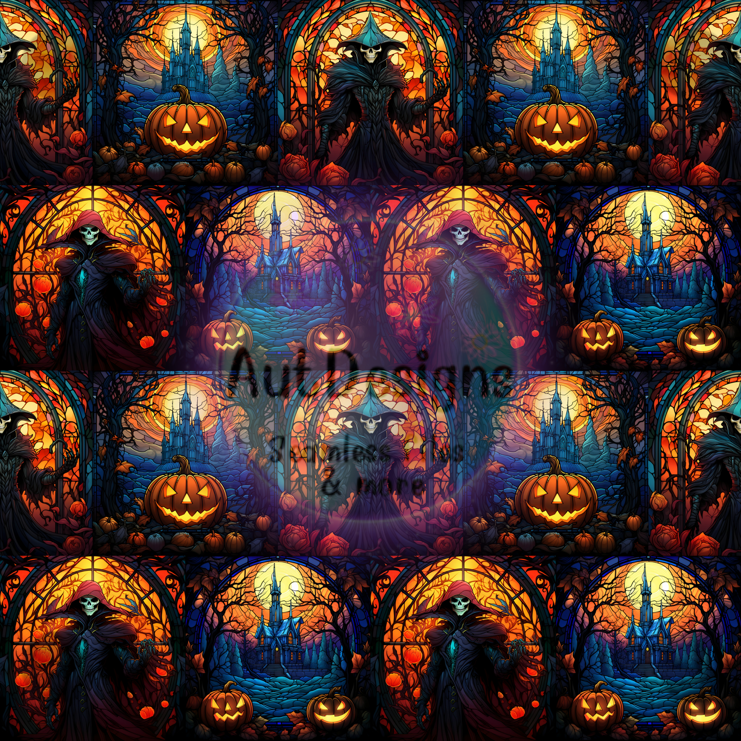 Halloween Spooky Stained Glass Seamless File