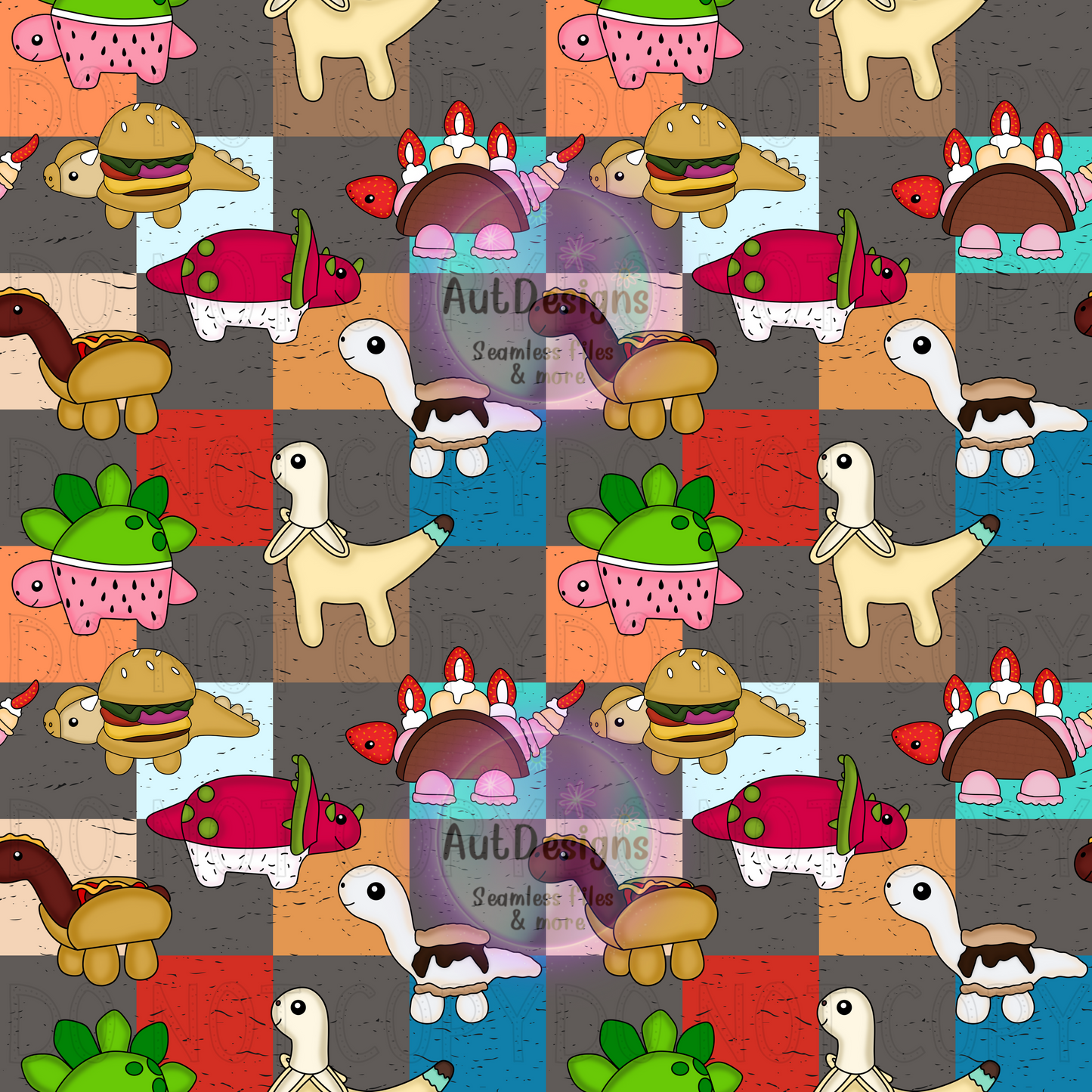 Checkered Food Dino’s Seamless File