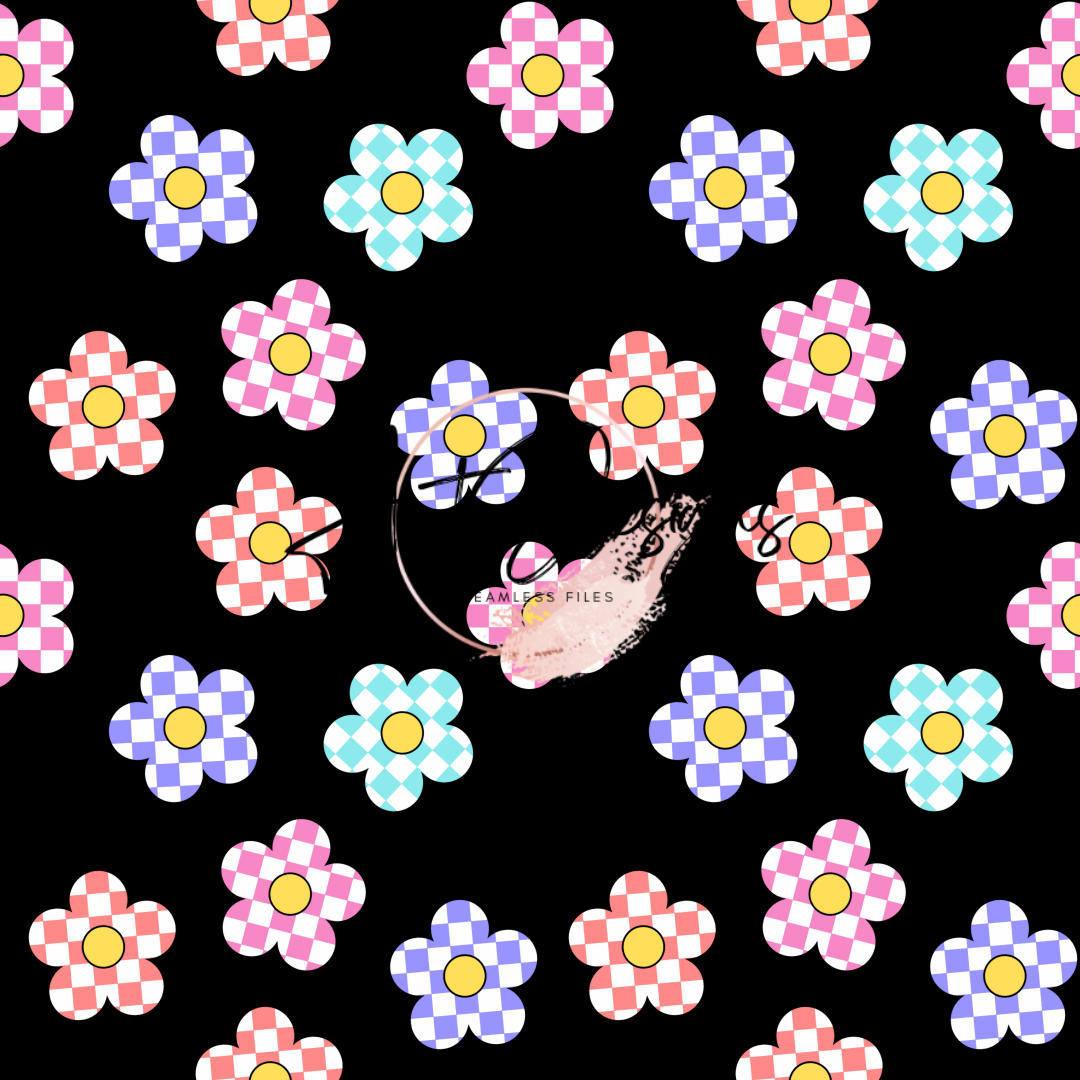 Checkered Flowers Seamless File