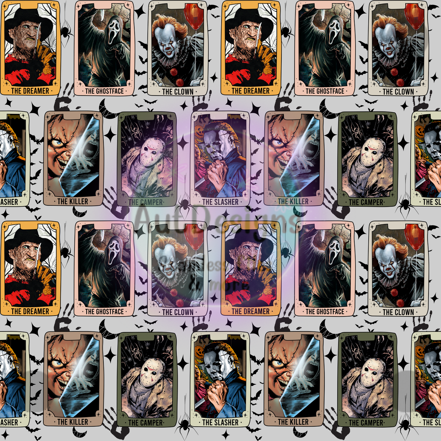 Horror Cards Seamless File Option 1 Multiple Colors