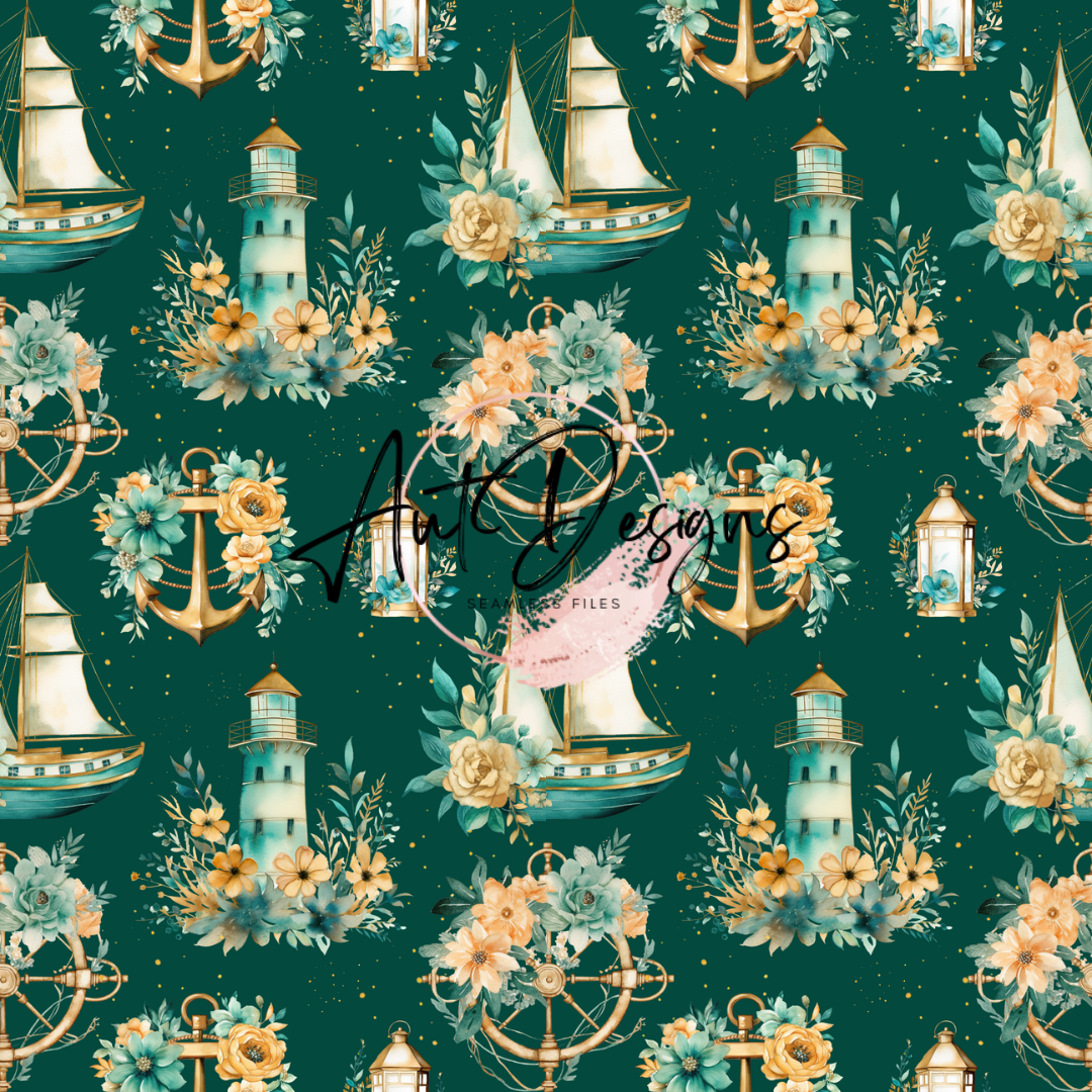 Floral Sea Sailboats Seamless File