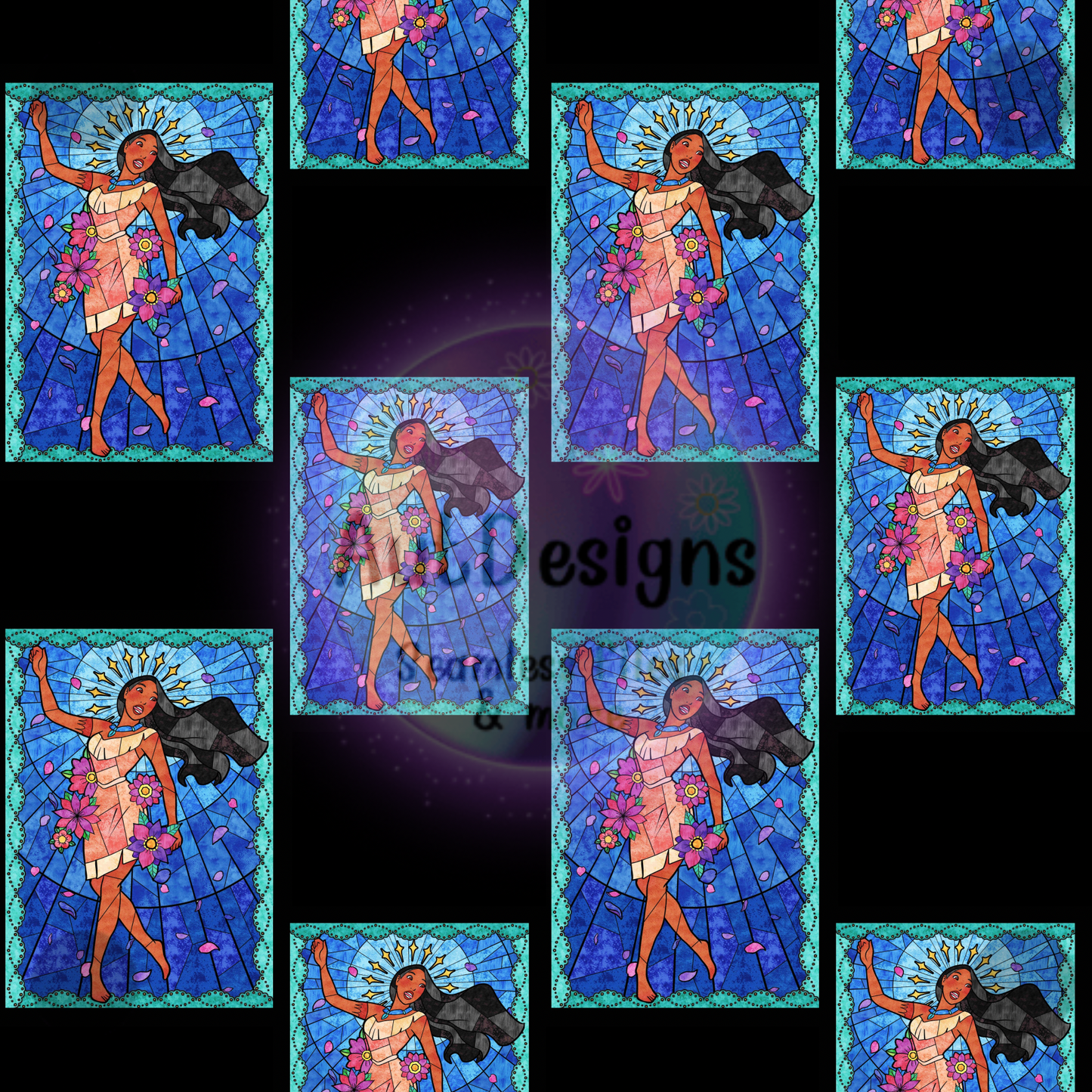 Pocahontas Princess Stained Glass Seamless File