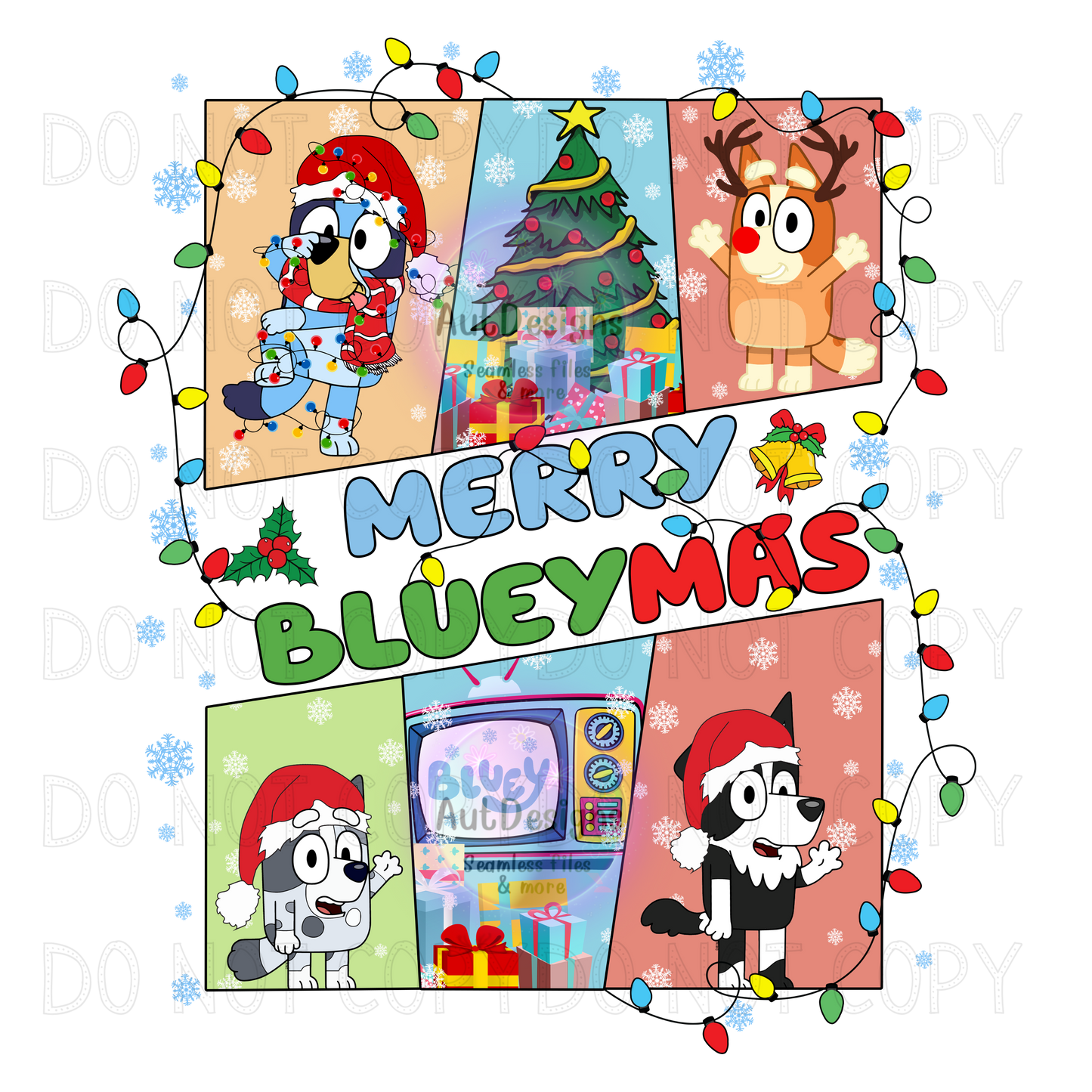 Merry Blueymas Seamless File & PNG bundle option