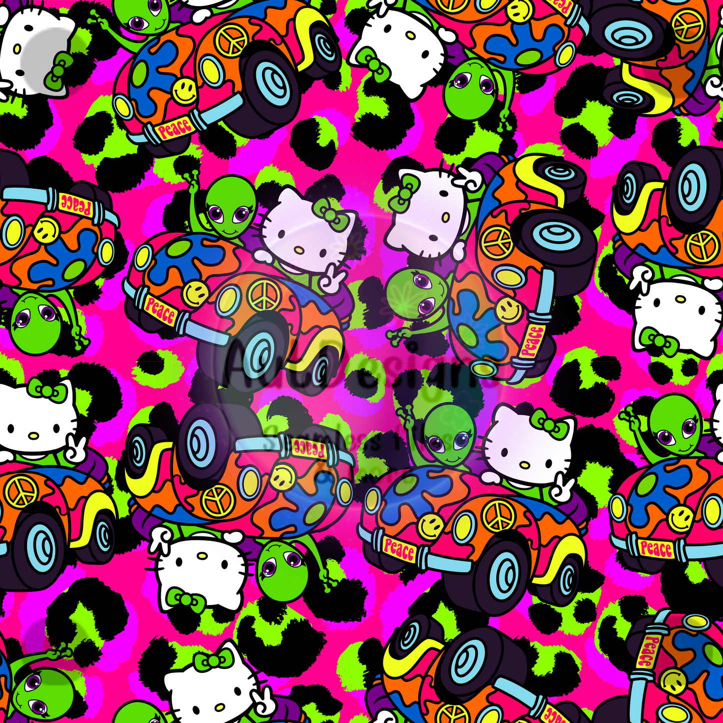 Lisa Cute Cat Seamless File 2 colors