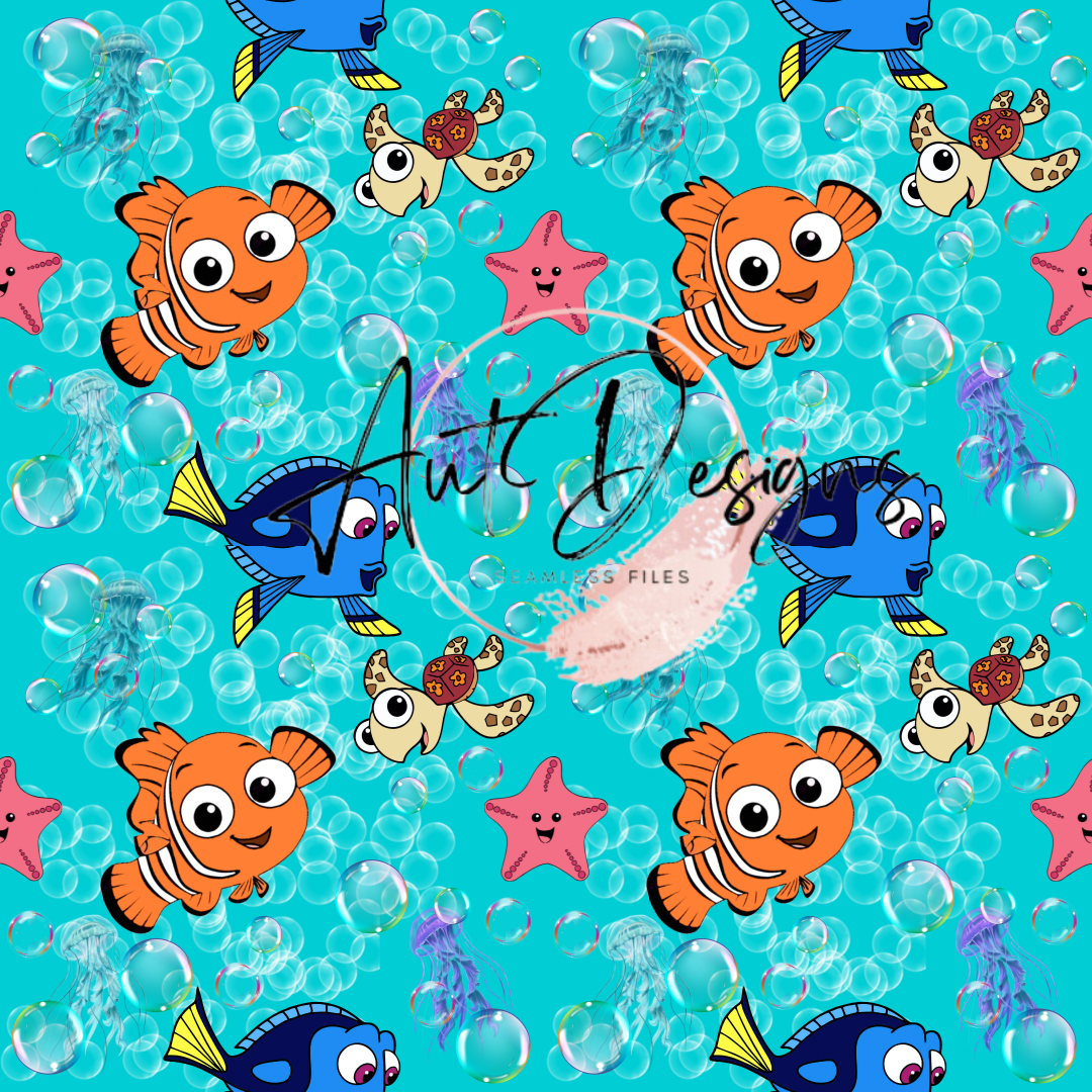 Orange Fish & Blue Fish Seamless File