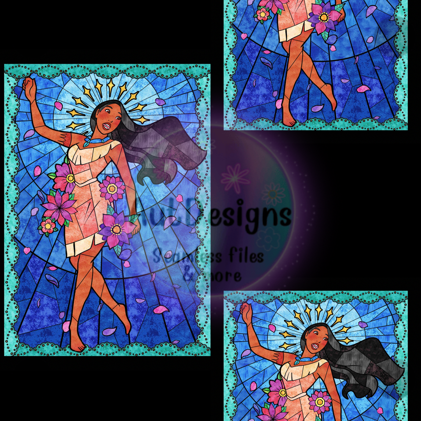 Pocahontas Princess Stained Glass Seamless File