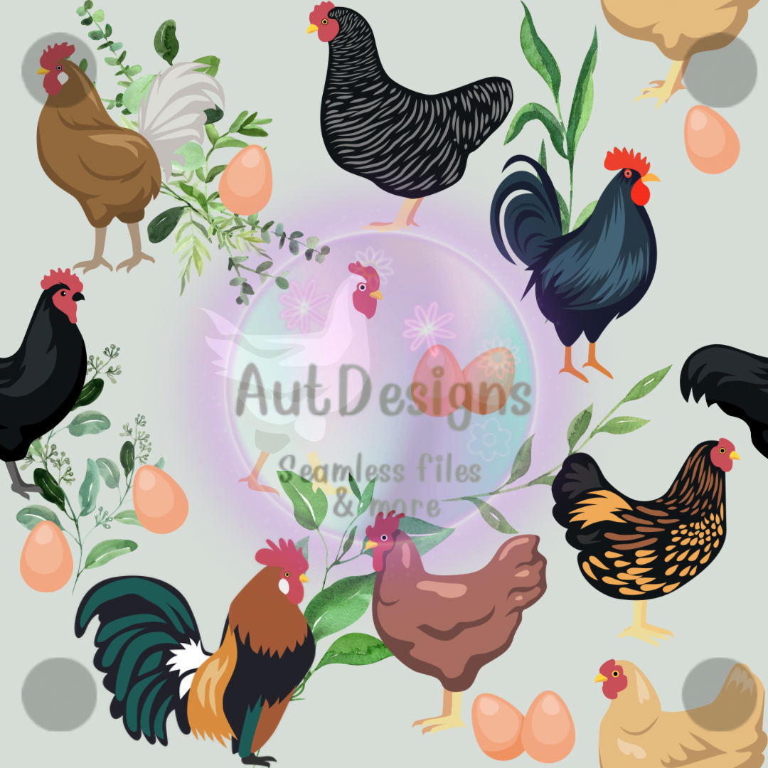 Greenery Chickens Seamless File