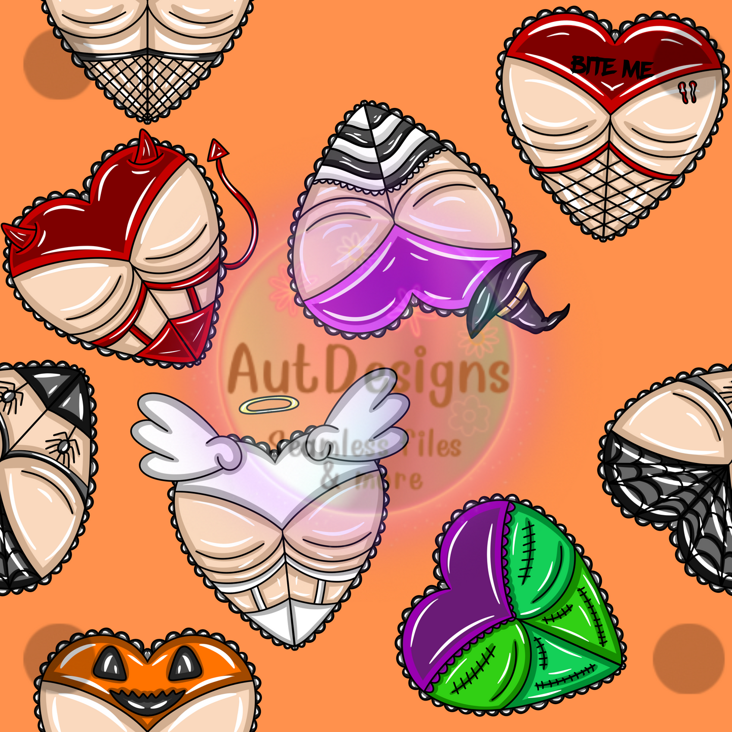 Halloween Butts Seamless Files 2 Color Options