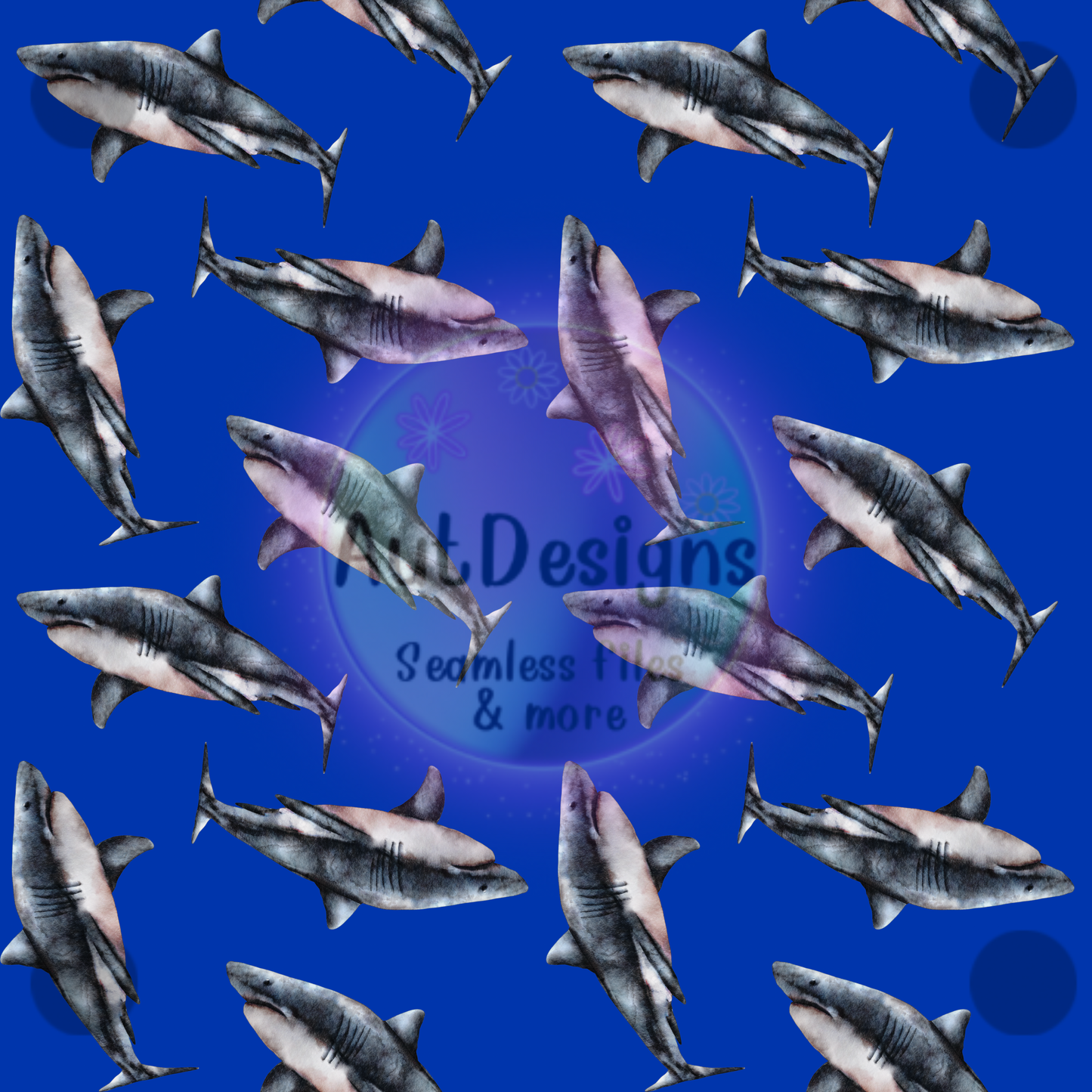 Dark Blue Sharks Seamless File