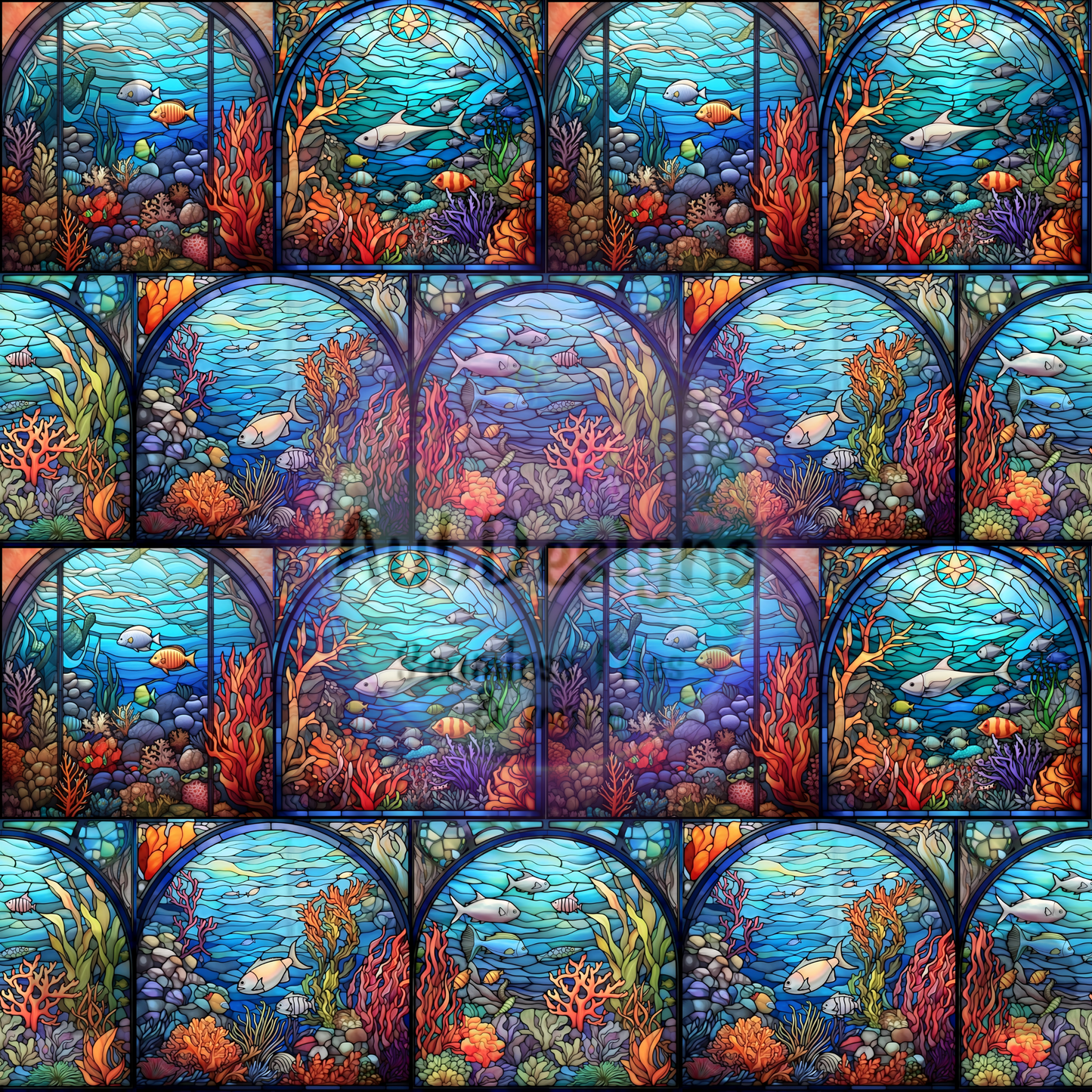 Ocean Stained Glass Seamless File