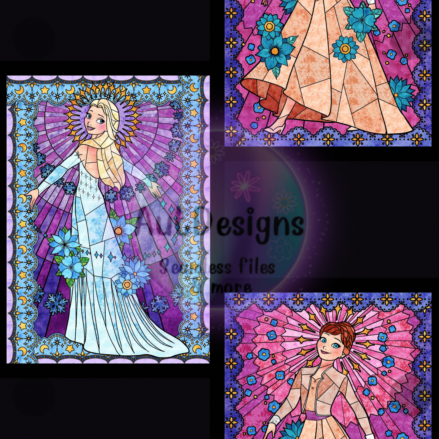 Ice Princesses Stained Glass Seamless File