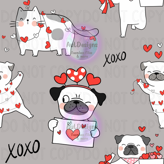 Valentines Dogs & Cats Seamless File