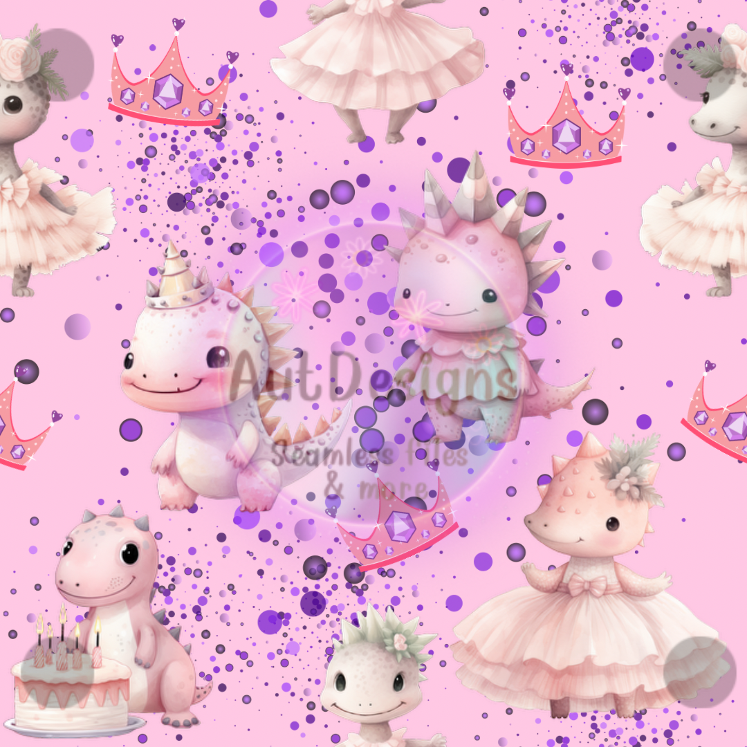 Pink Birthday Dino’s Seamless File