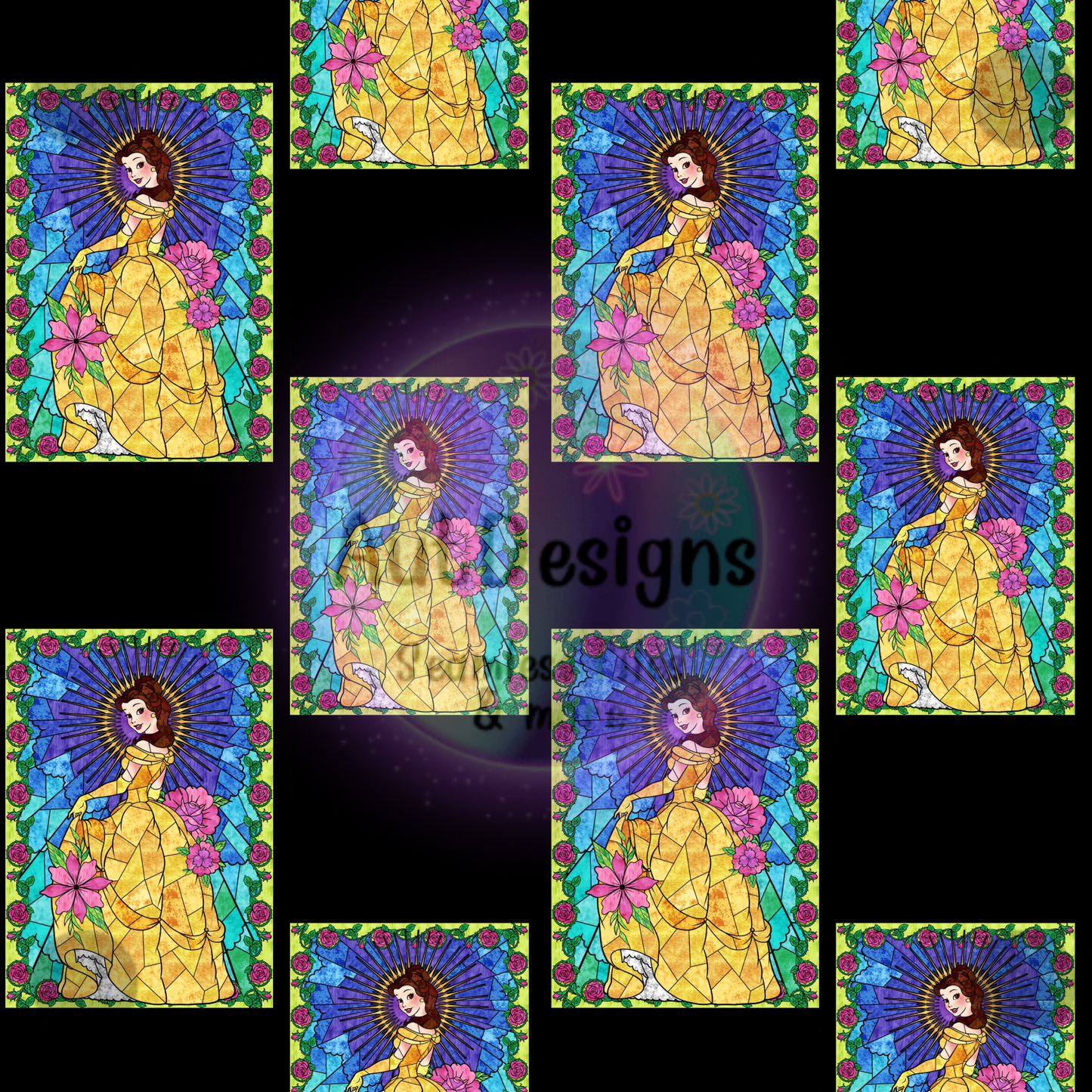 Be lle Princess Stained Glass Seamless File