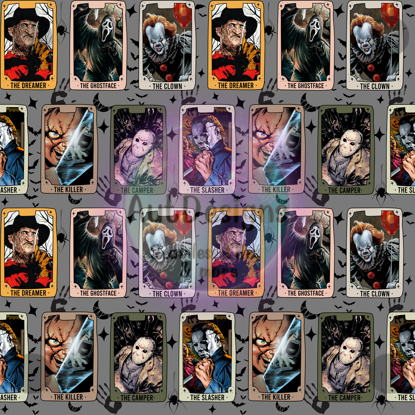 Horror Cards Seamless File Option 1 Multiple Colors