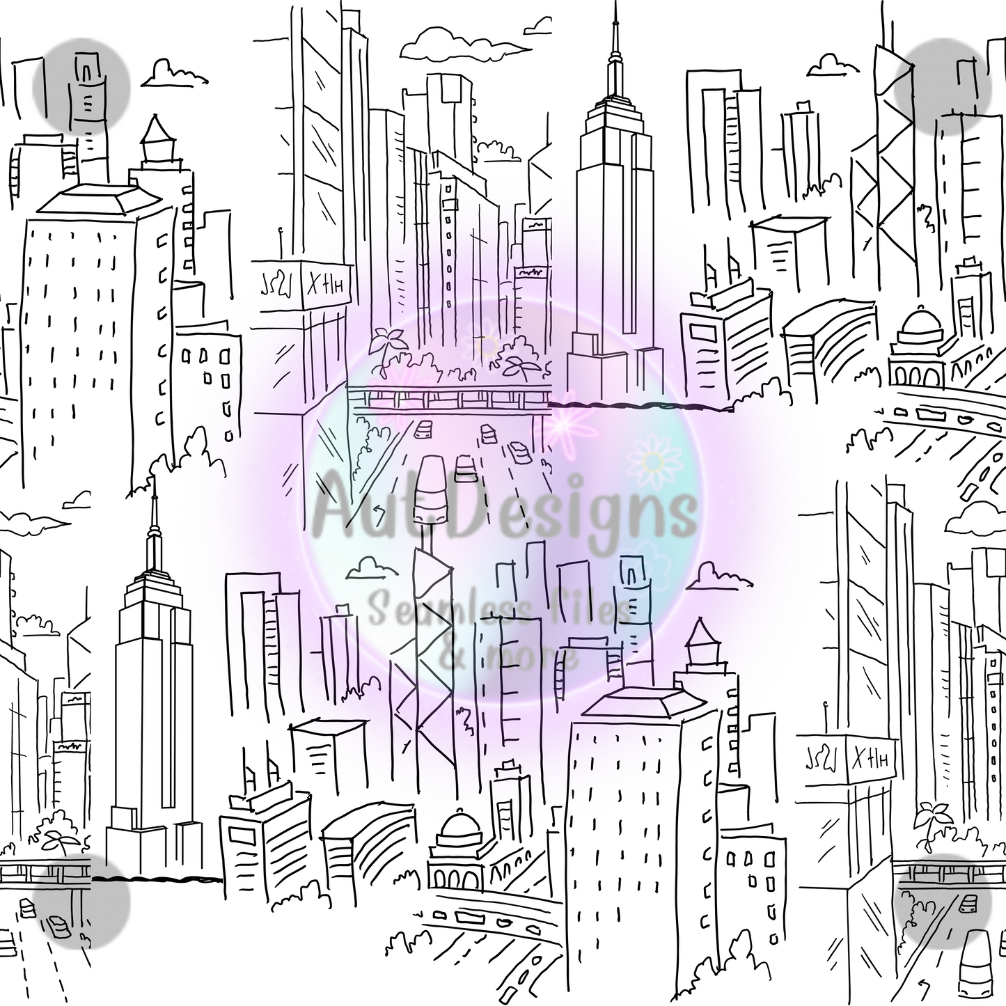 City Sketch Seamless File 2 Options