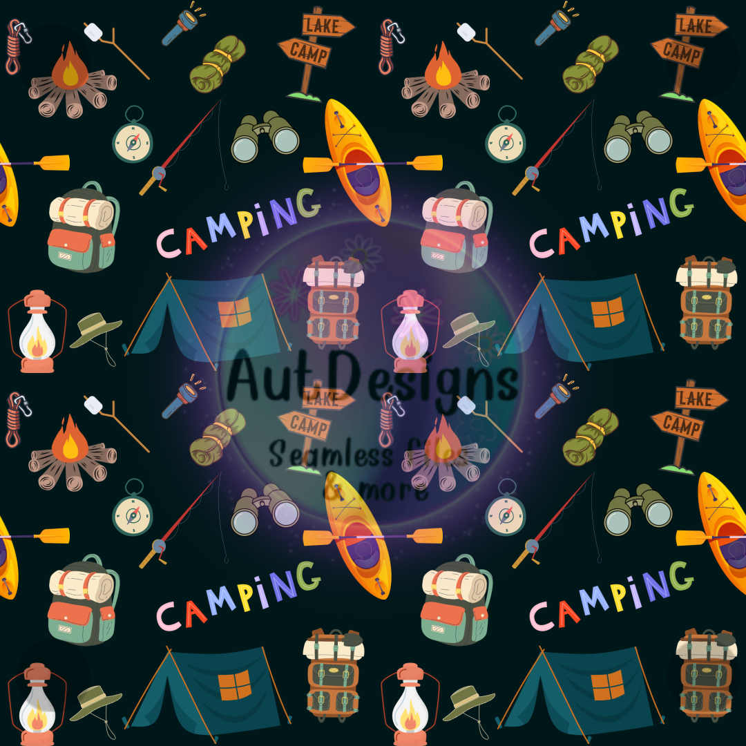 Camping Seamless File & PNG Bundle Option