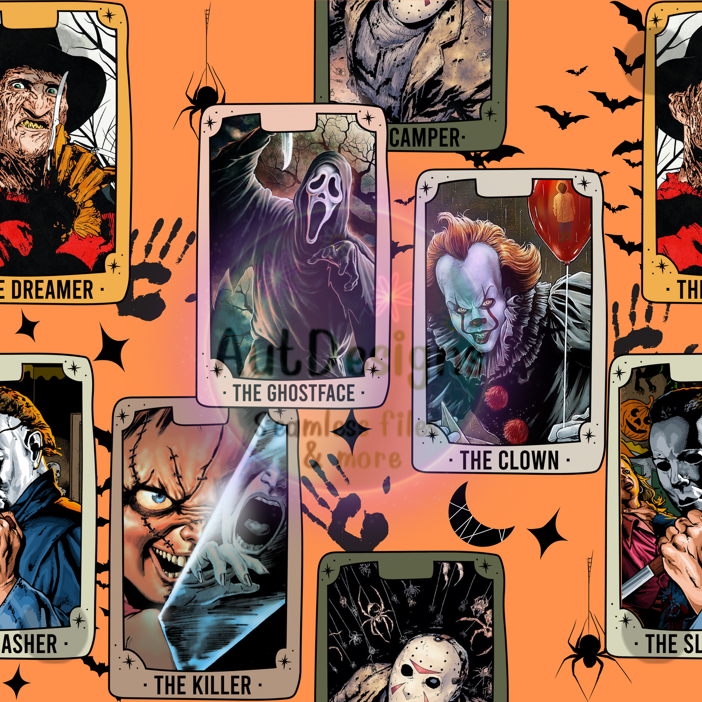 Horror Cards Seamless File Option 2 Multiple Color Options