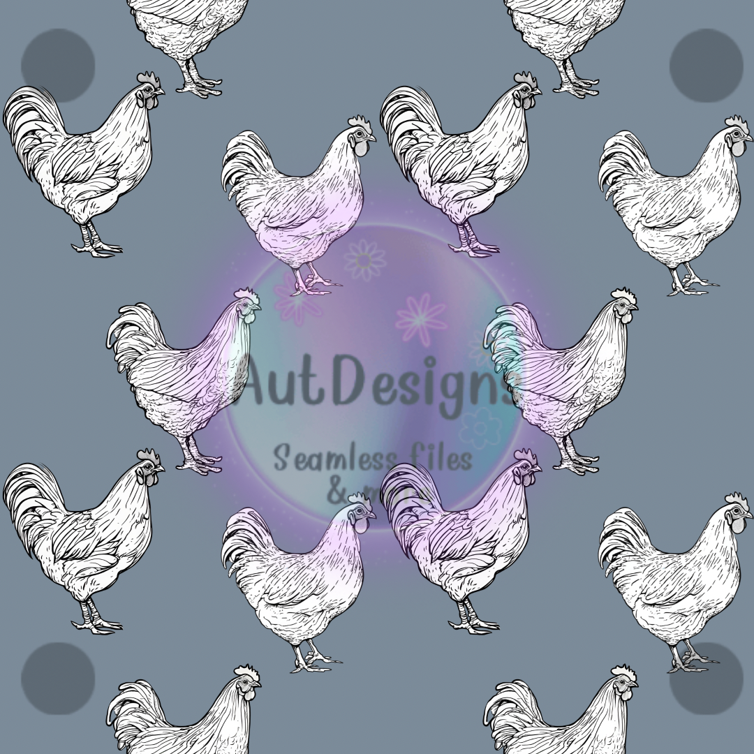 White & Gray Chickens Seamless File