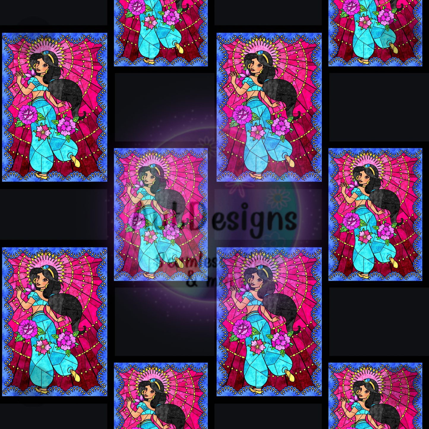 Genie Princess Stained Glass Seamless File