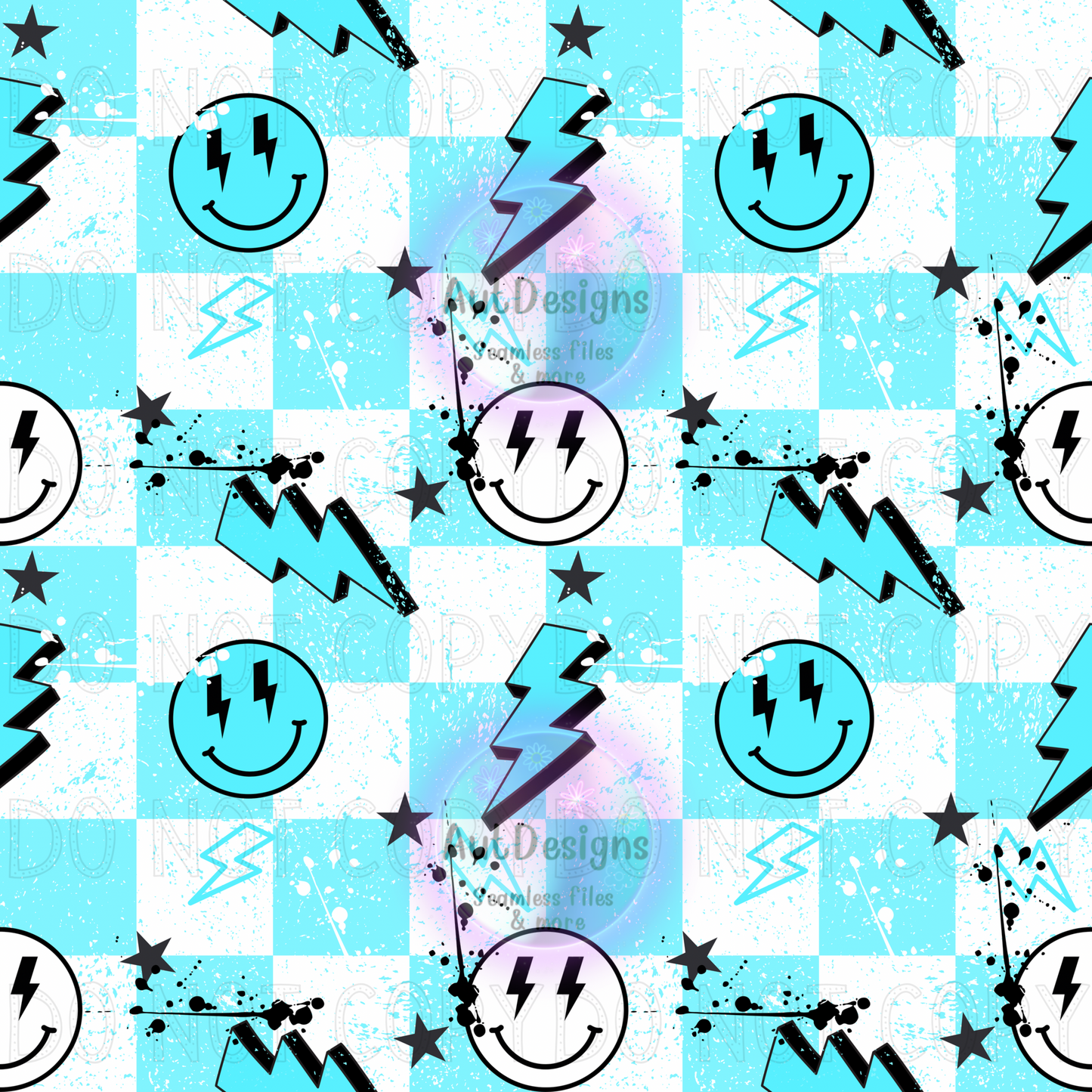 Retro Smileys Checks Seamless File