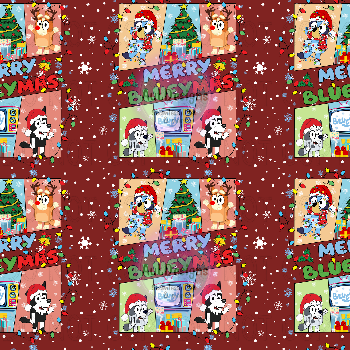 Merry Blueymas Seamless File & PNG bundle option